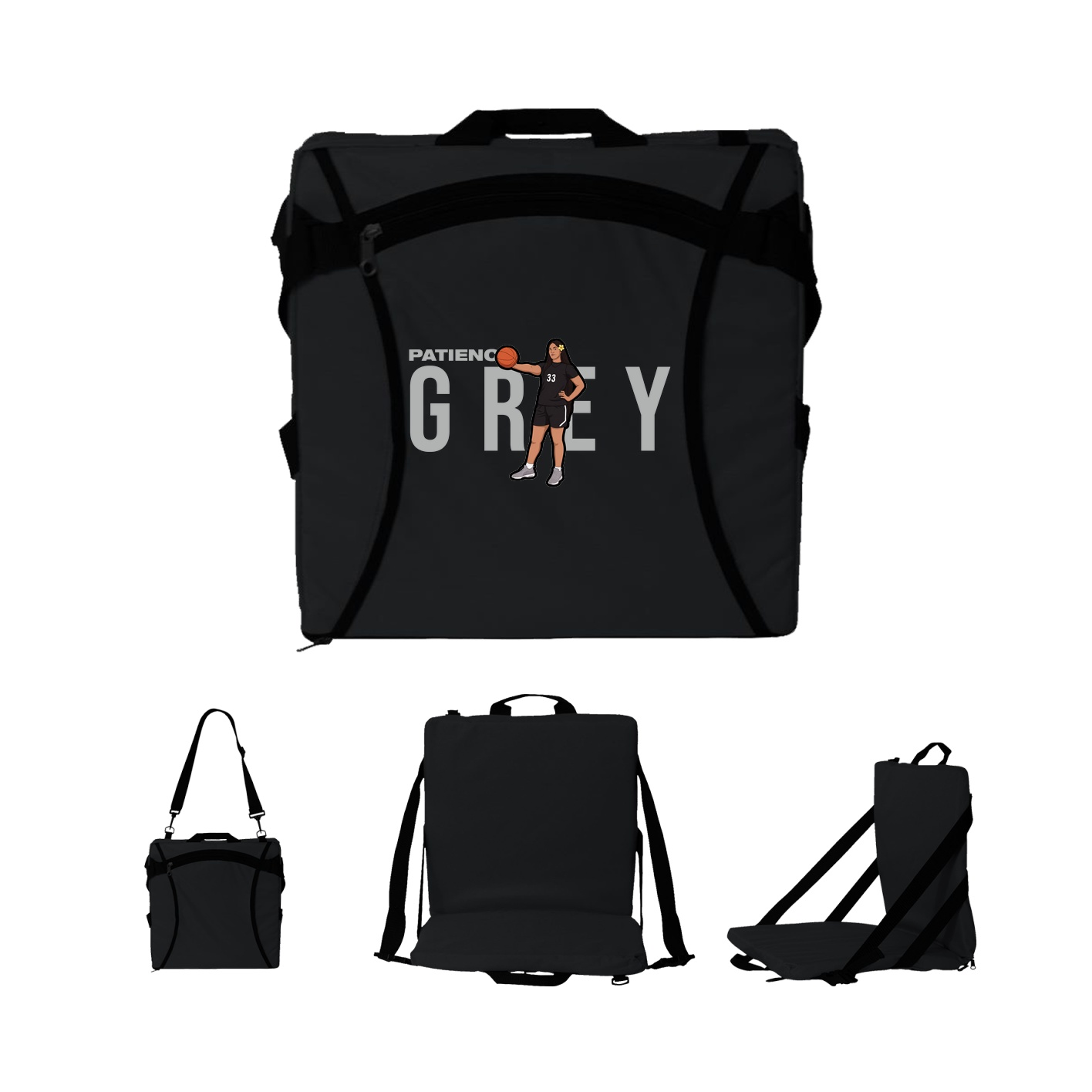 Folding Stadium Seat — Player Name in Black