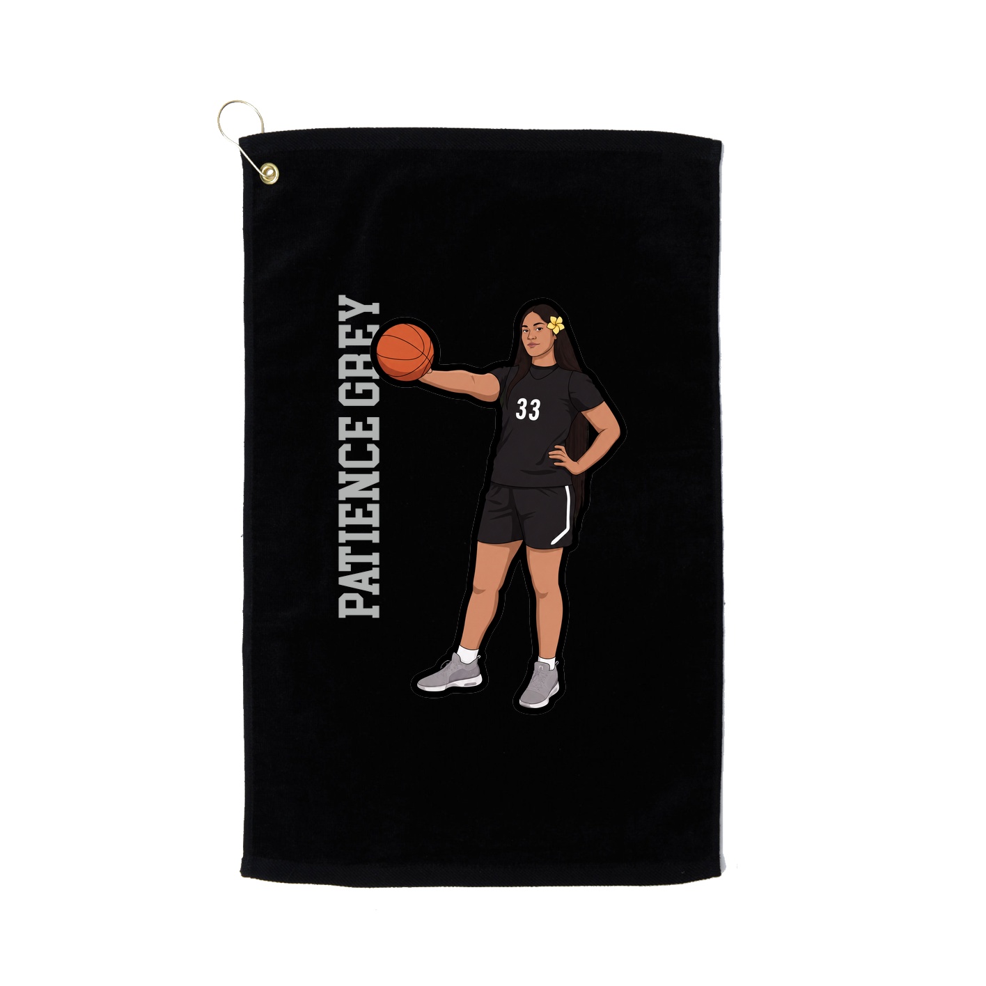 Golf Towel — Name Vertical in Black