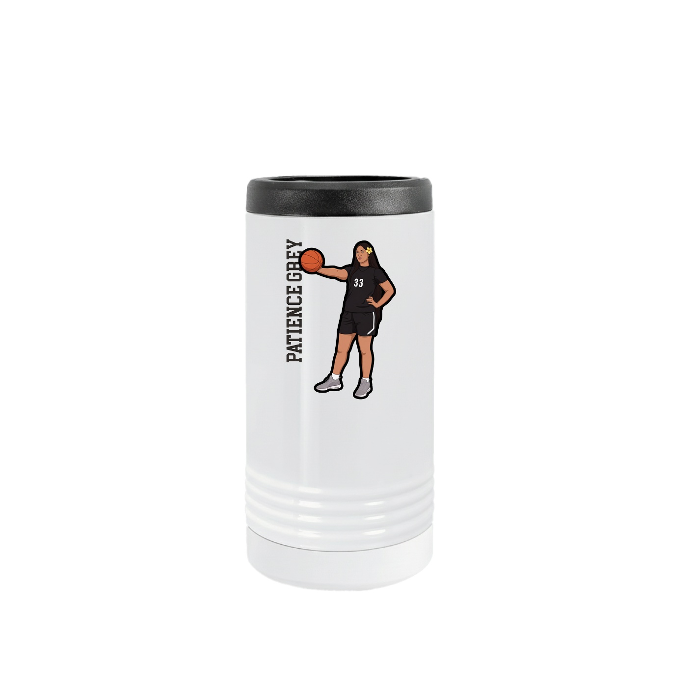Slim Beverage Holder — Name Vertical in White