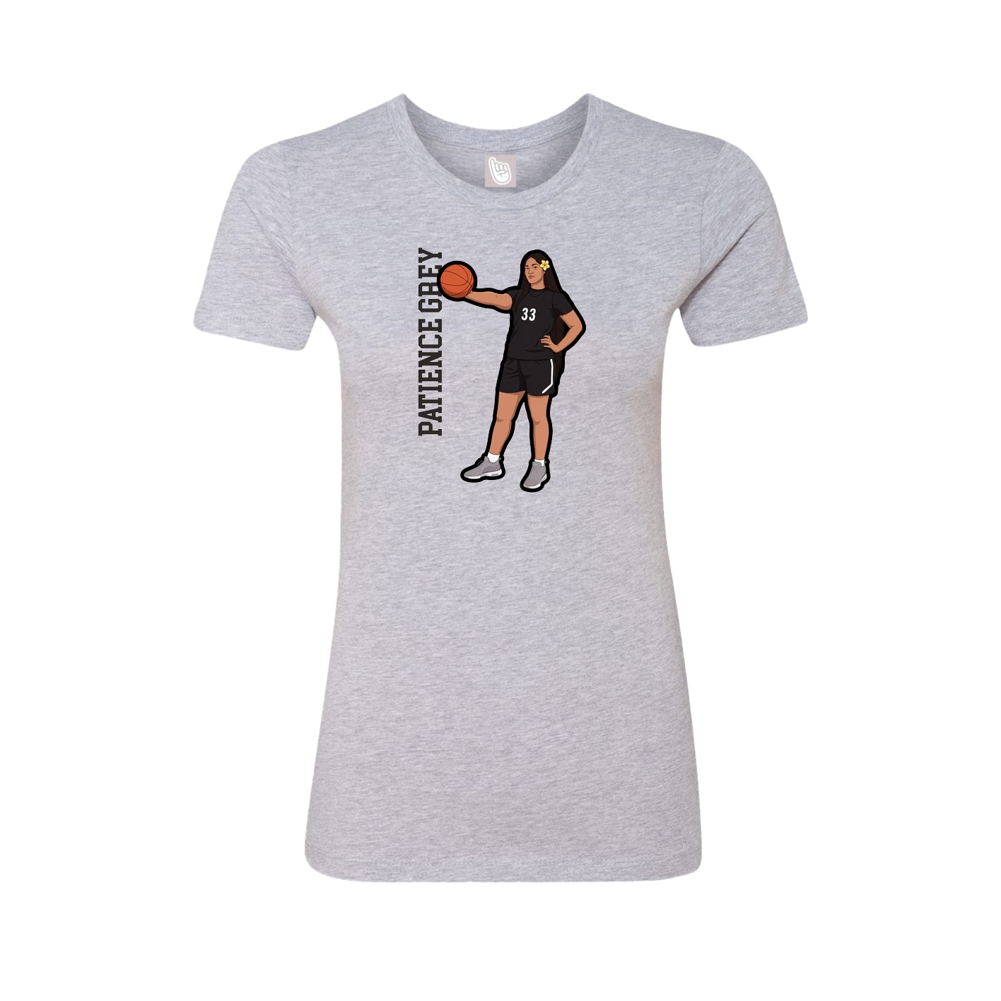 Fitted Women's Tee — Name Vertical in Grey