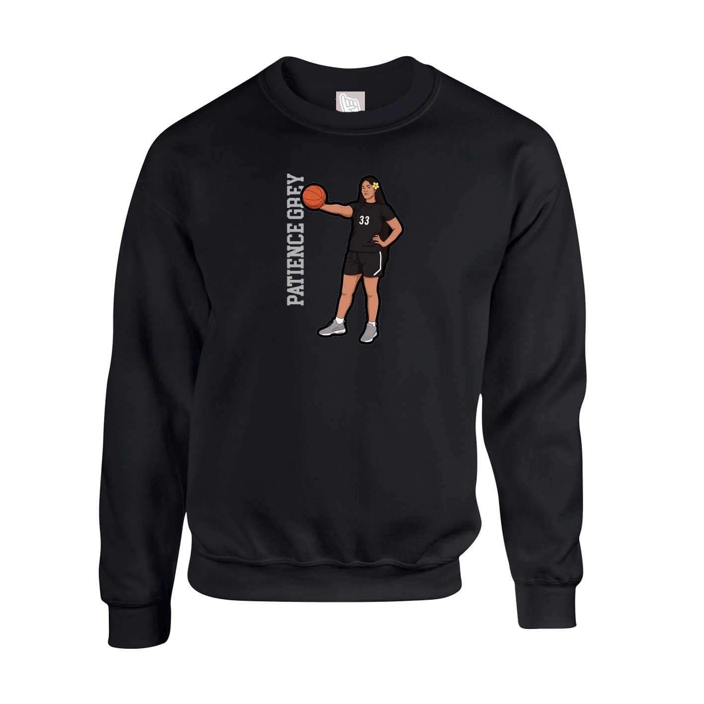 Fleece Crew — Name Vertical in Black
