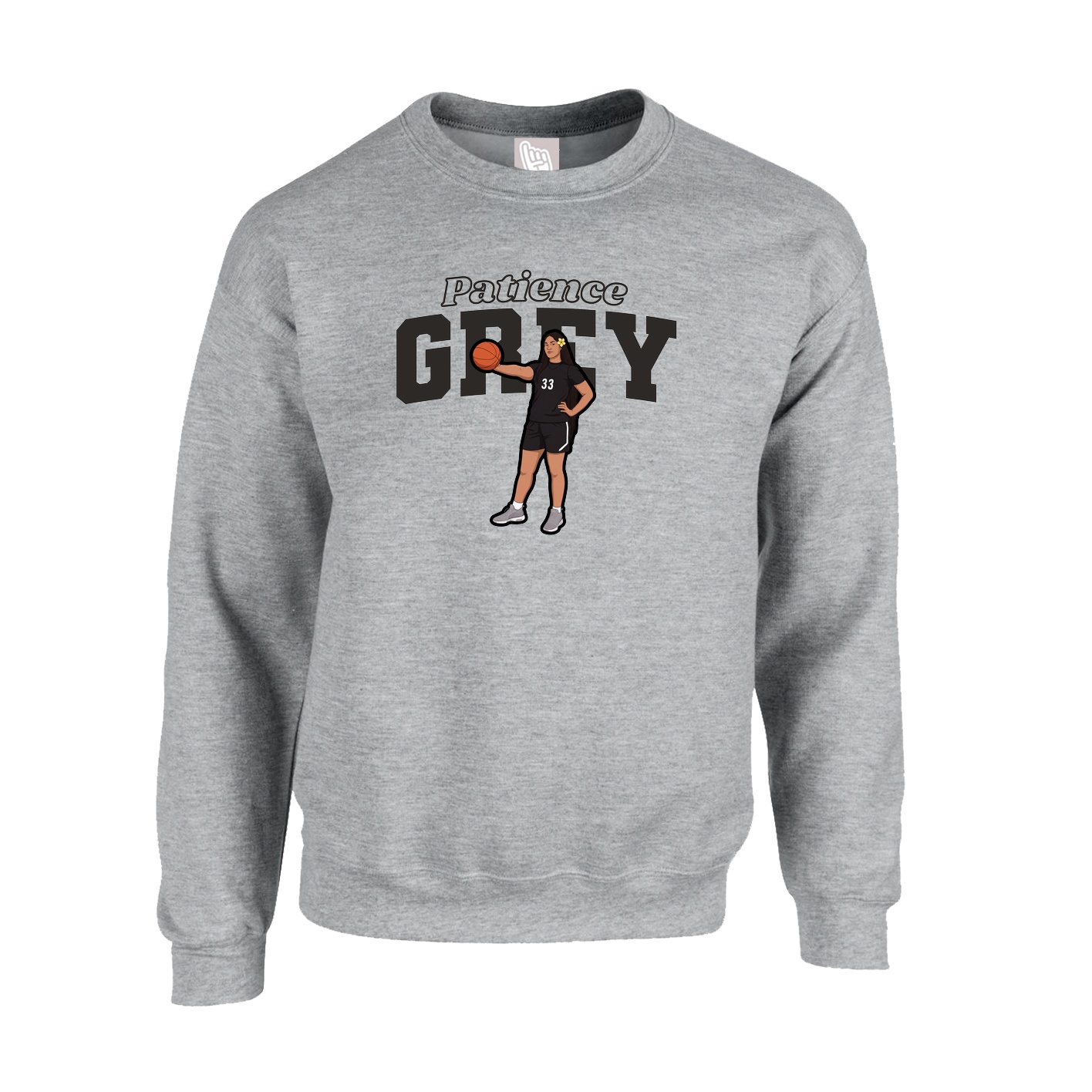 Fleece Crew — Name Arch in Grey
