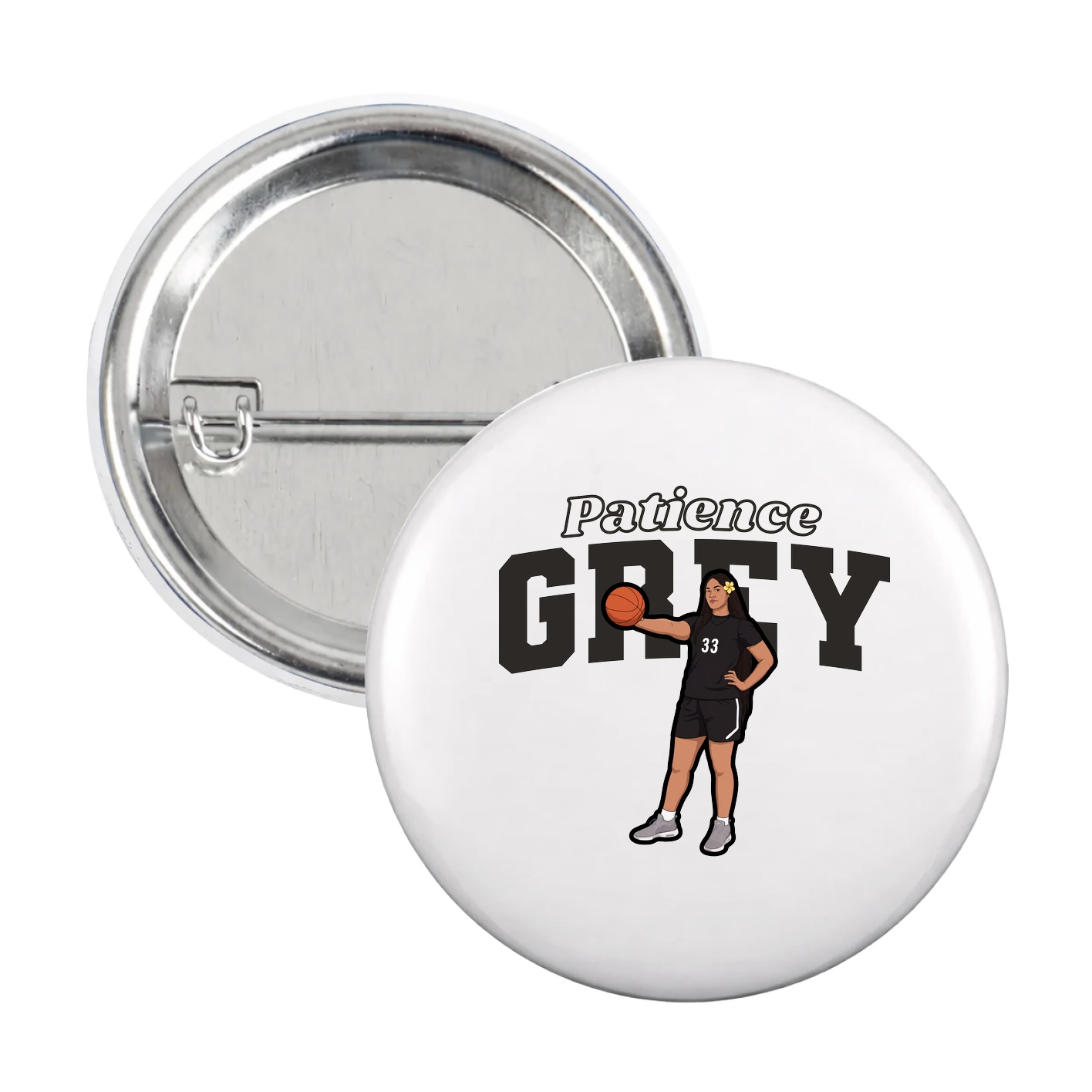 Game Day Button — Name Arch in White