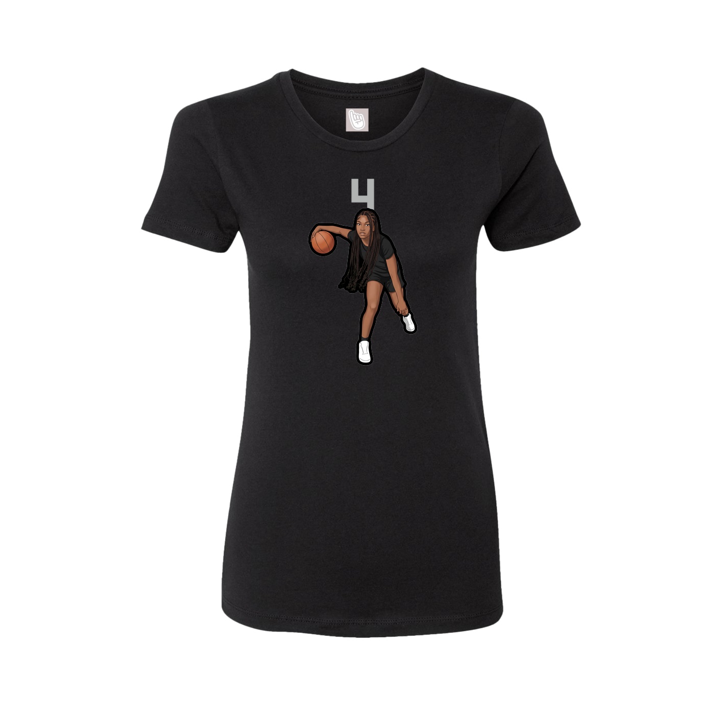 Fitted Women's Tee — Number Top in Black
