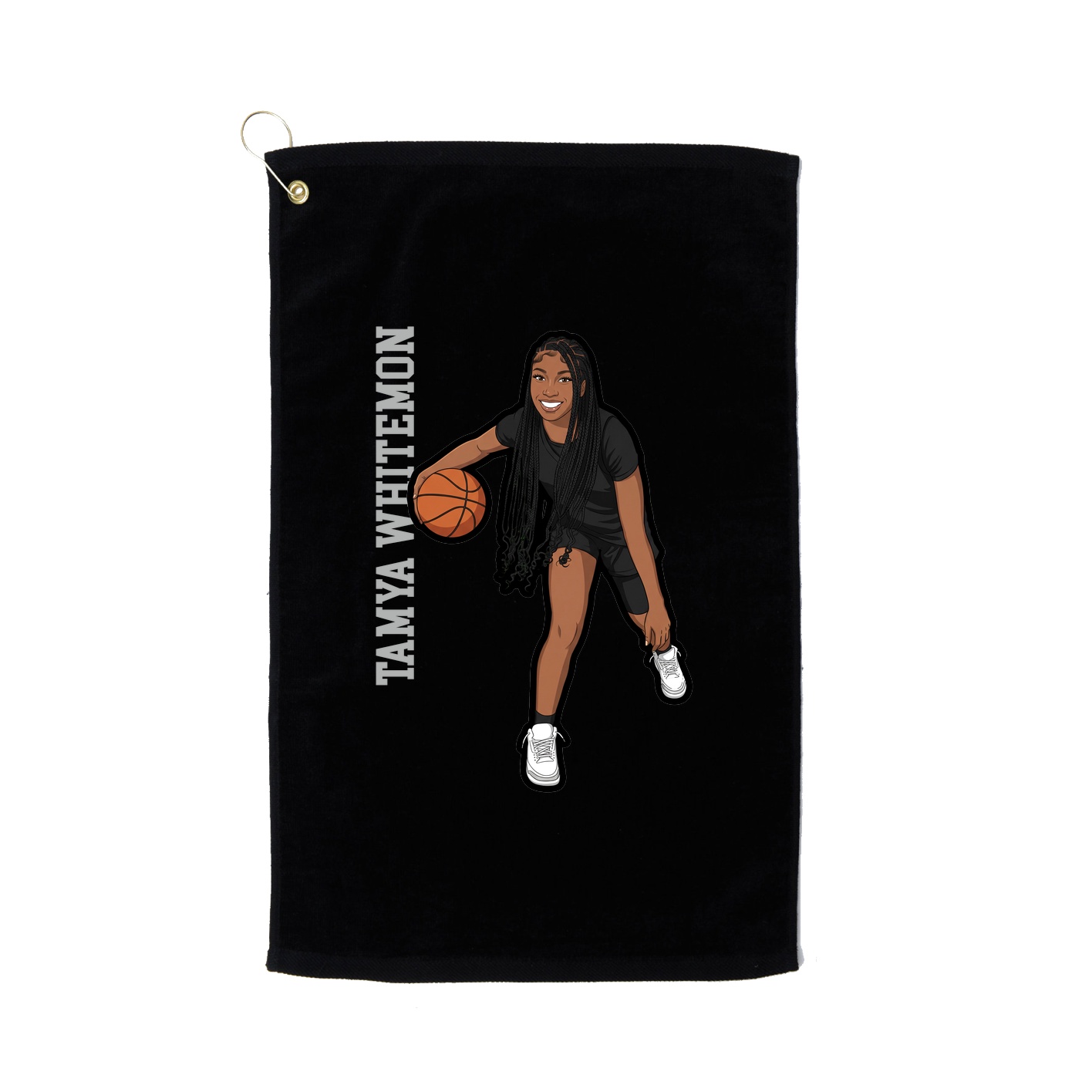 Golf Towel — Name Vertical in Black