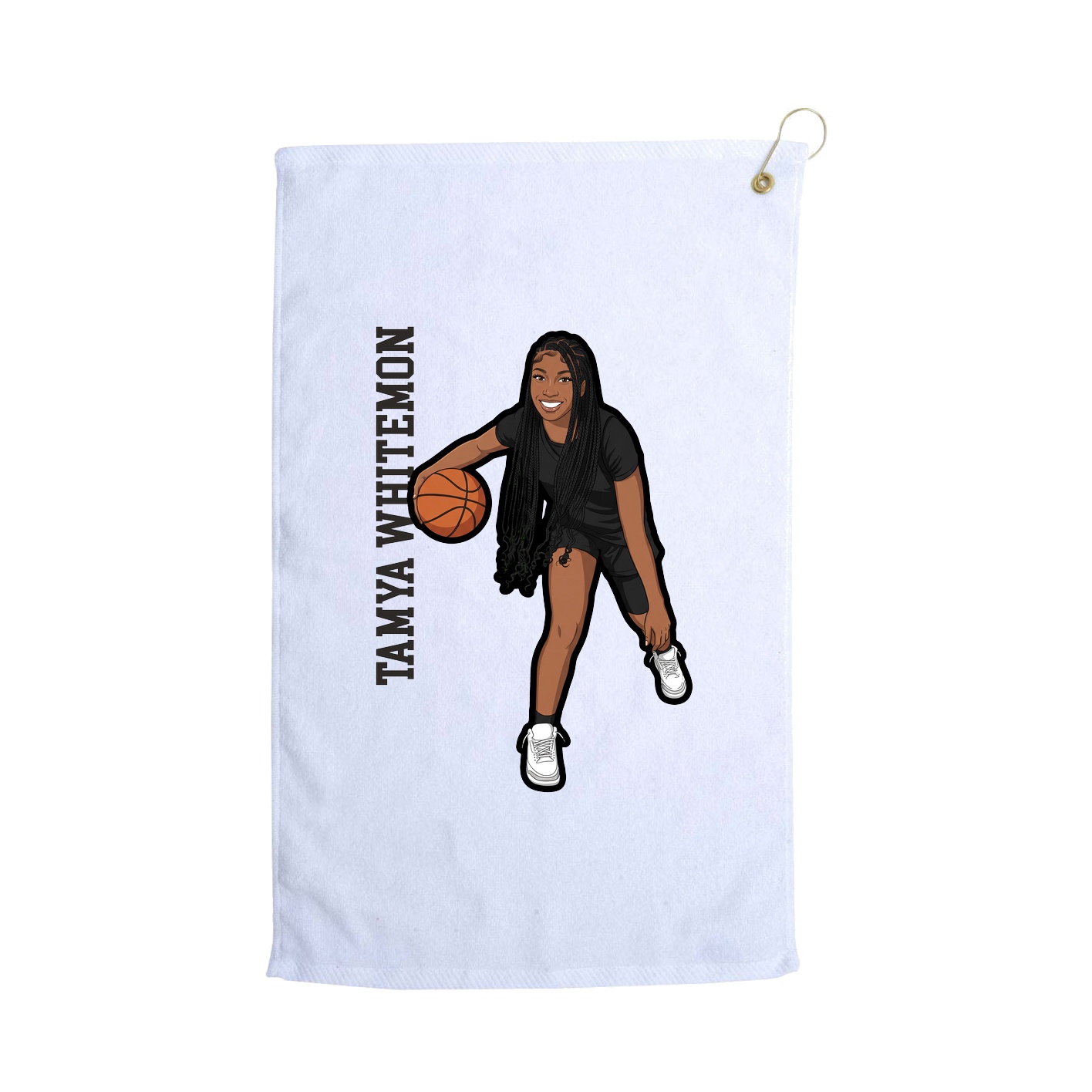 Golf Towel — Name Vertical in White