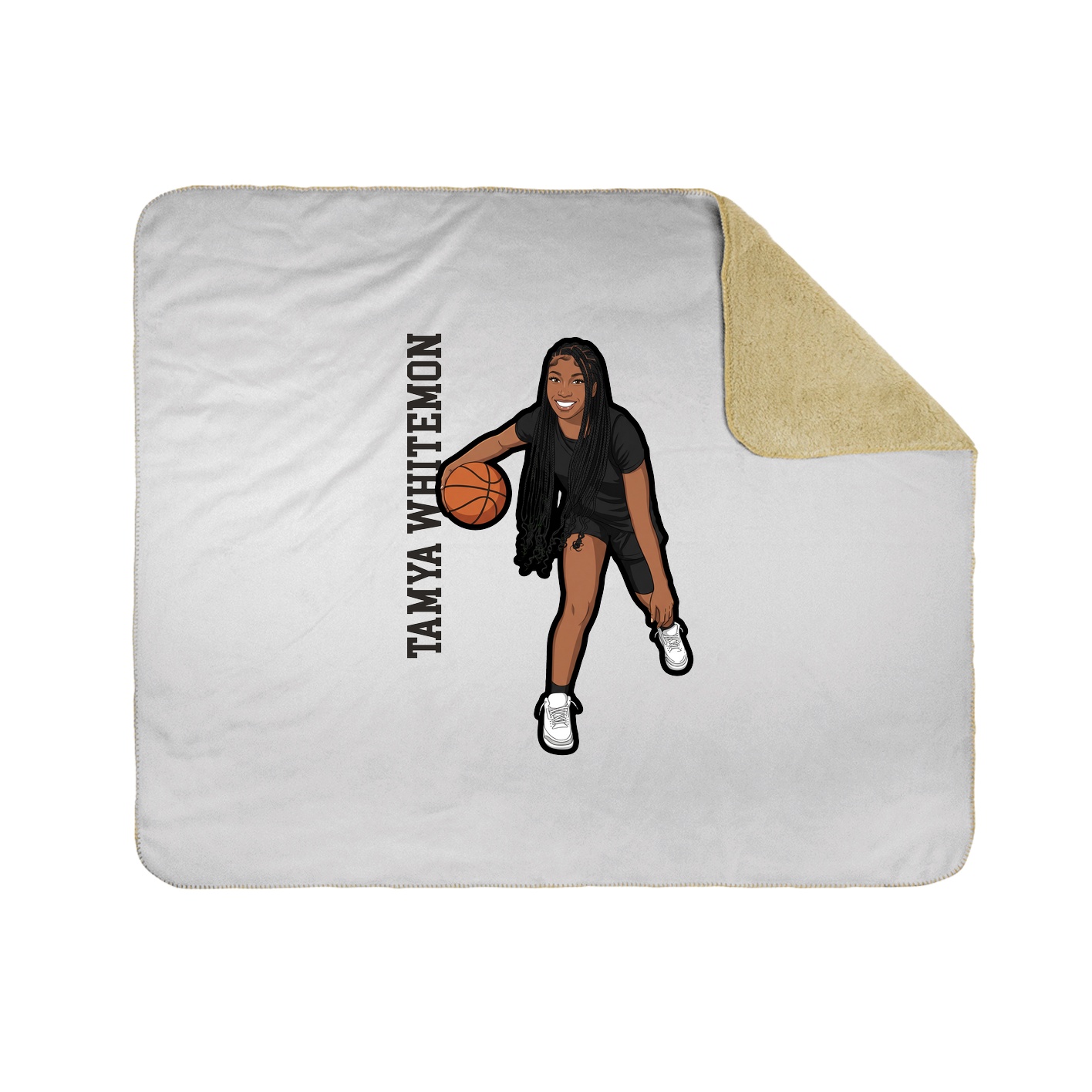 Throw Blanket — Name Vertical in White