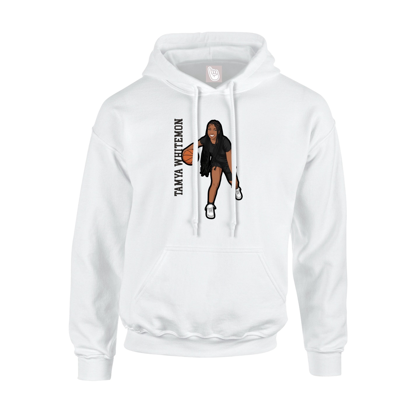 Youth Hoodie — Name Vertical in White