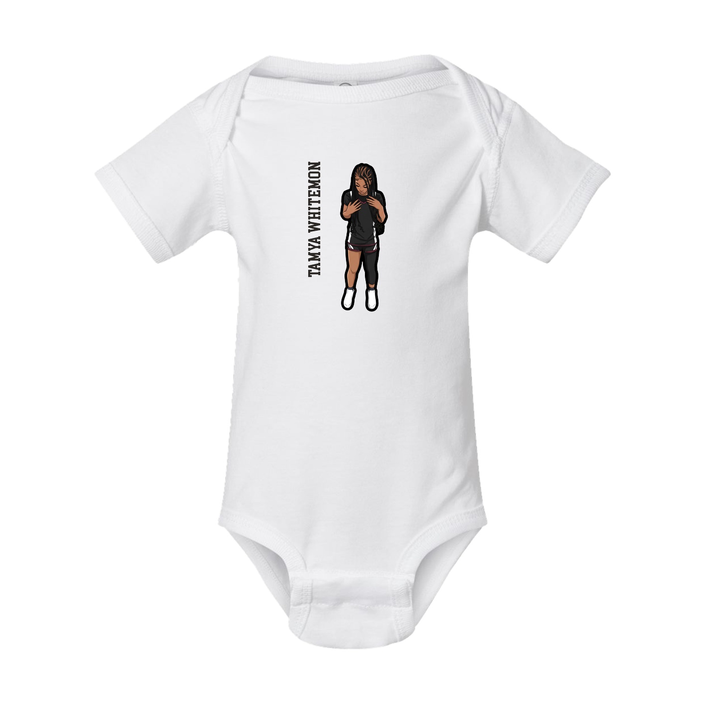 Baby Onesie — Name Vertical in White