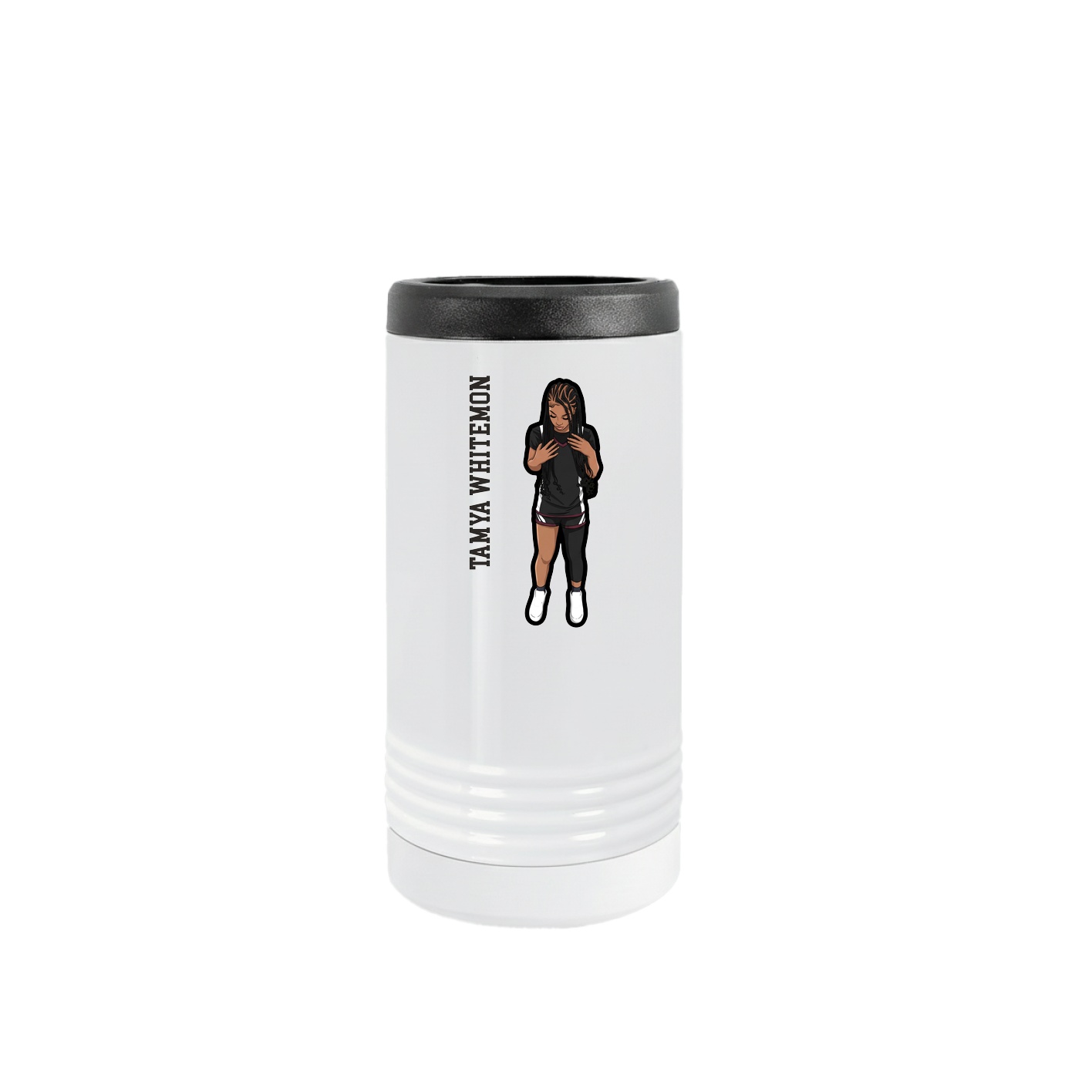 Slim Beverage Holder — Name Vertical in White