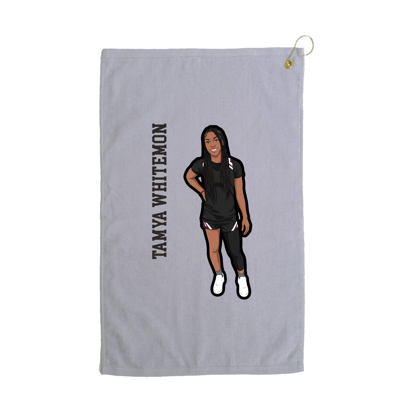 Golf Towel — Name Vertical in Grey