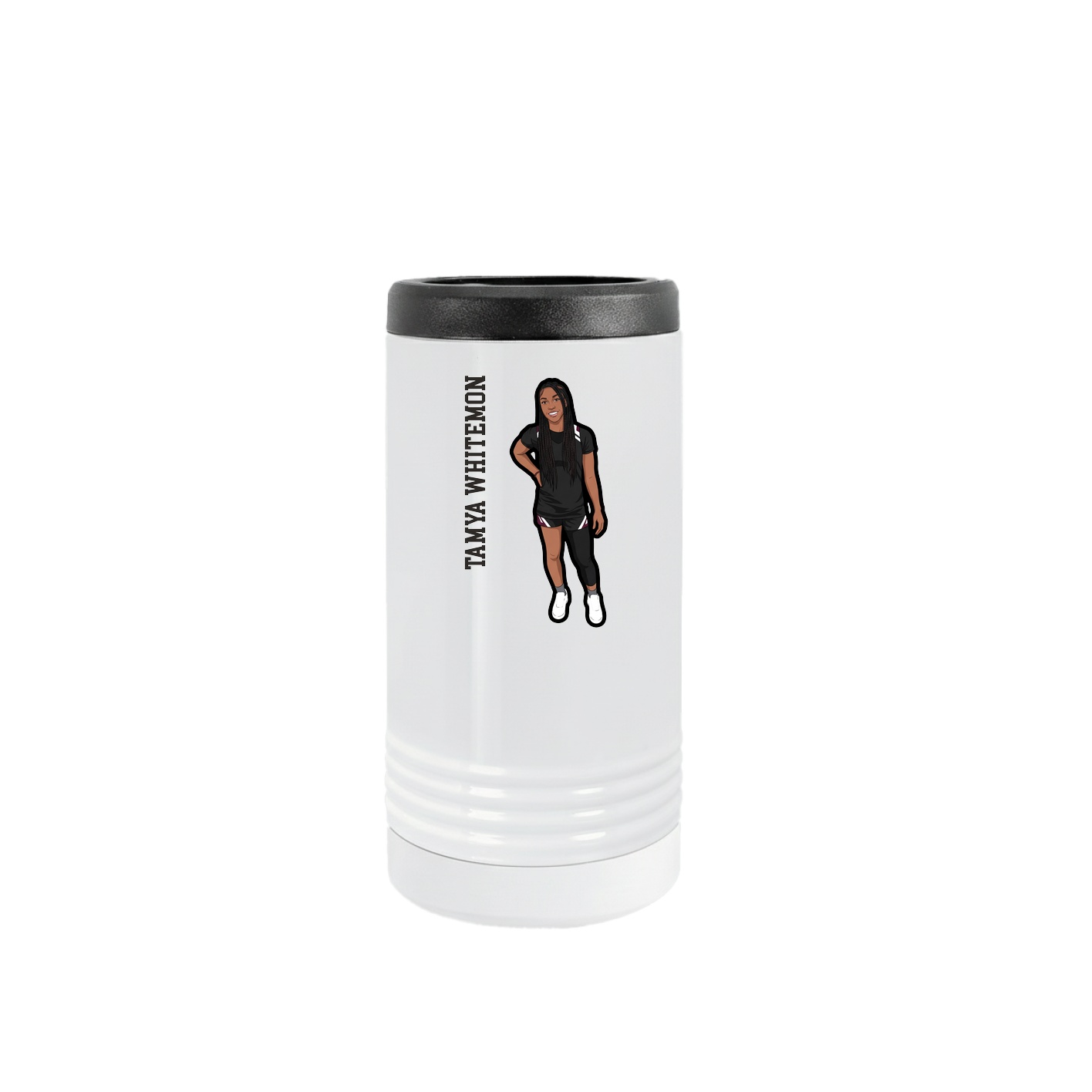 Slim Beverage Holder — Name Vertical in White
