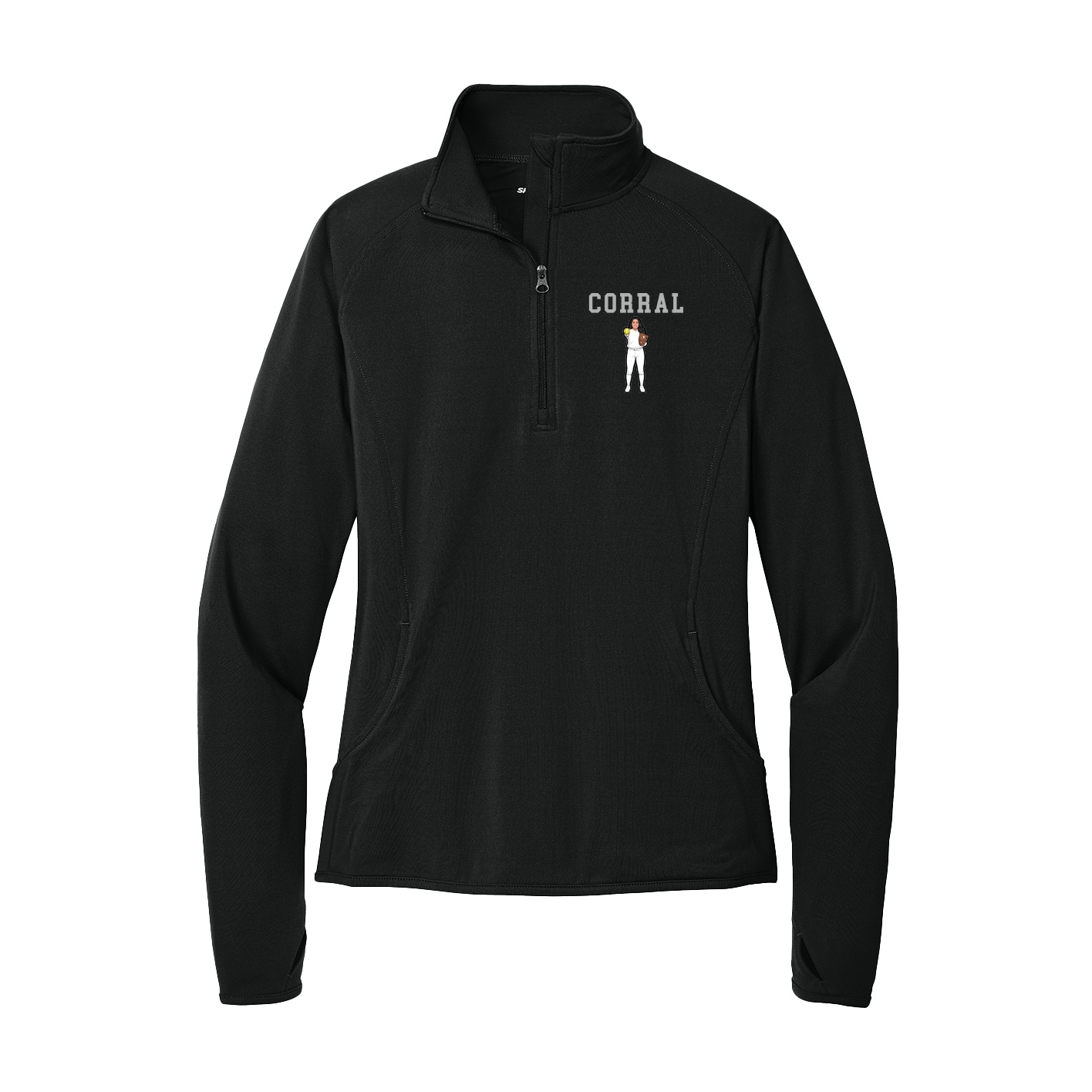 Women's Q-Zip Pullover — Shirsey in Black