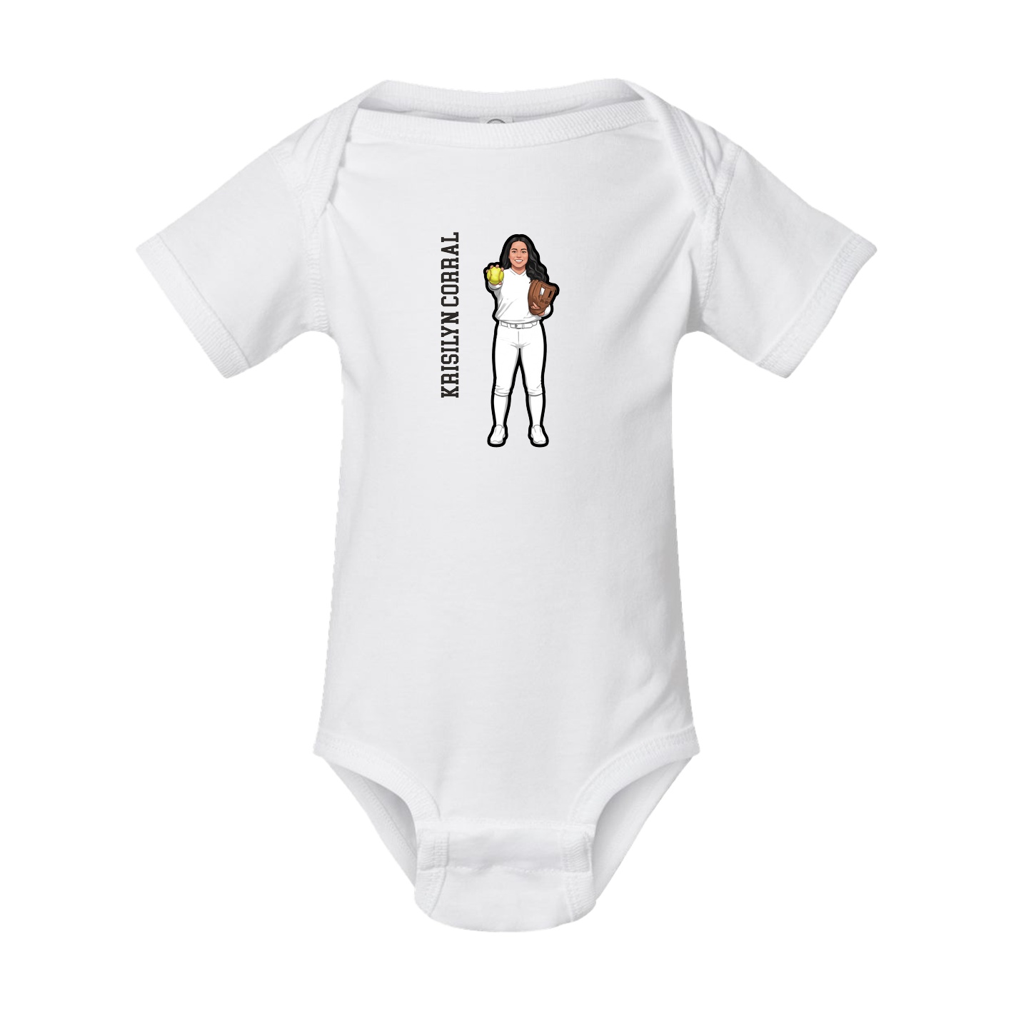 Baby Onesie — Name Vertical in White