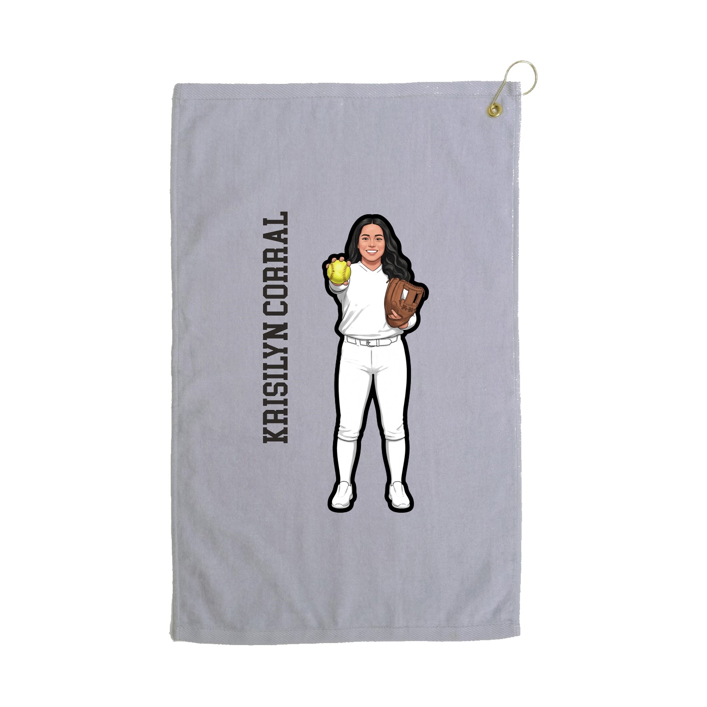 Golf Towel — Name Vertical in Grey