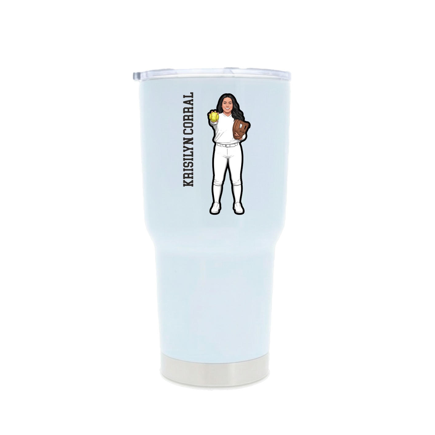 30oz Stainless Steel Tumbler — Name Vertical in White