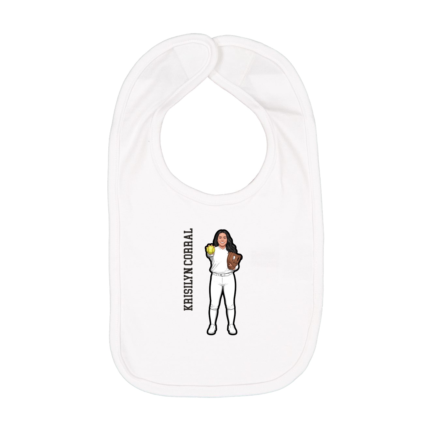 Infant Bib — Name Vertical in White