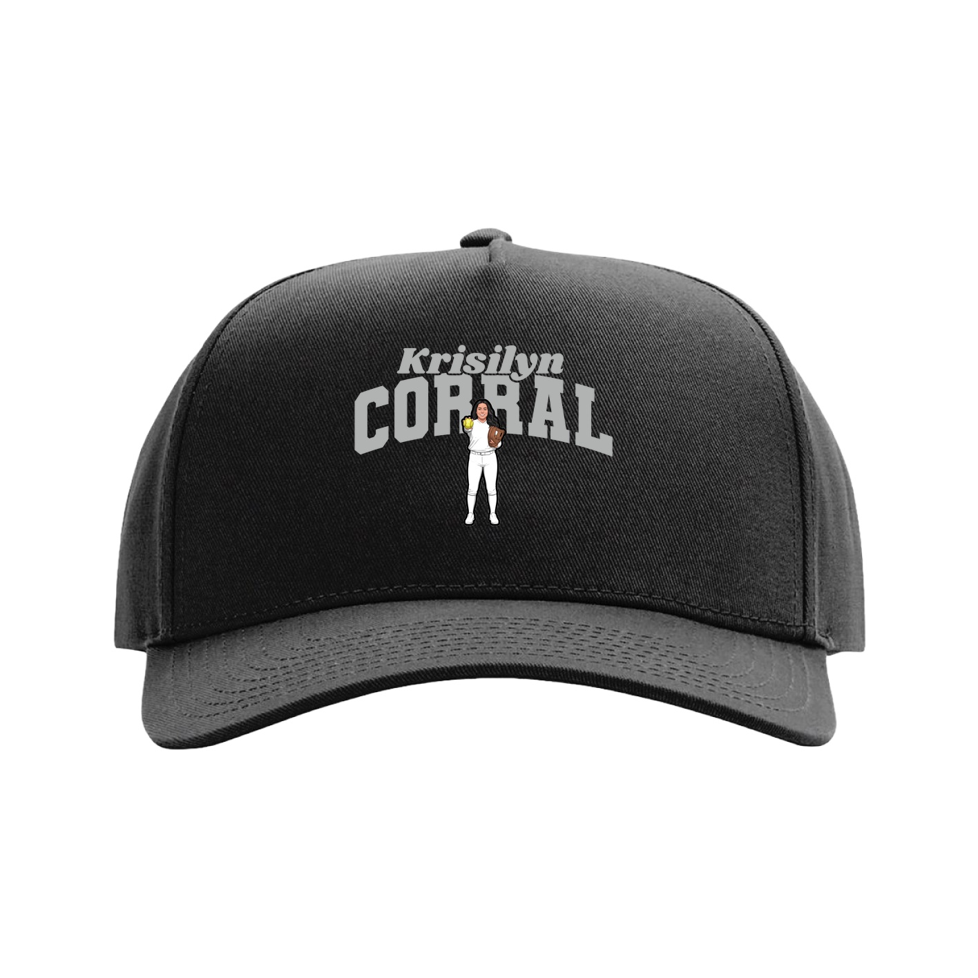Full Fabric Five-Panel Champ Cap — Signature Arch in Black