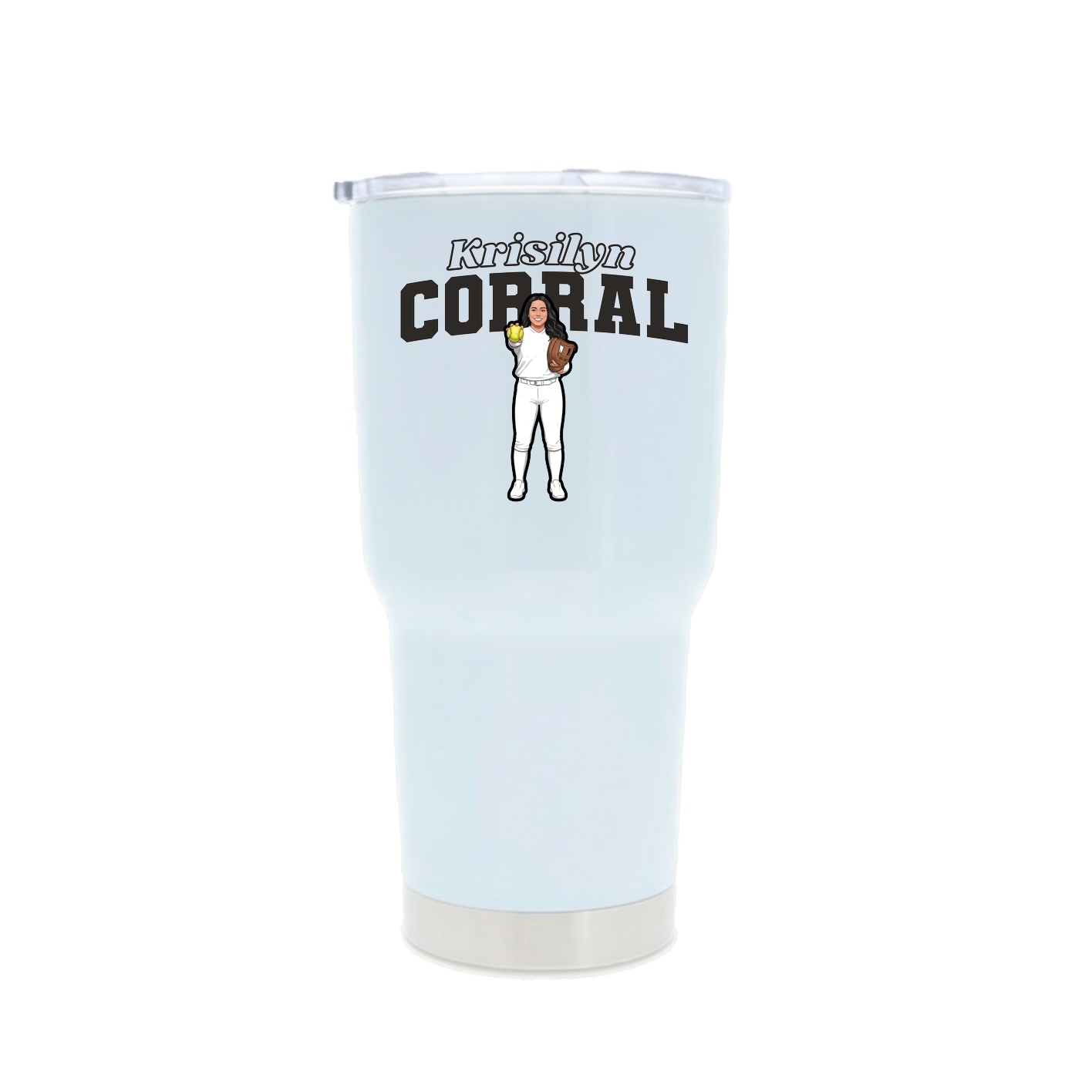 30oz Stainless Steel Tumbler — Name Arch in White
