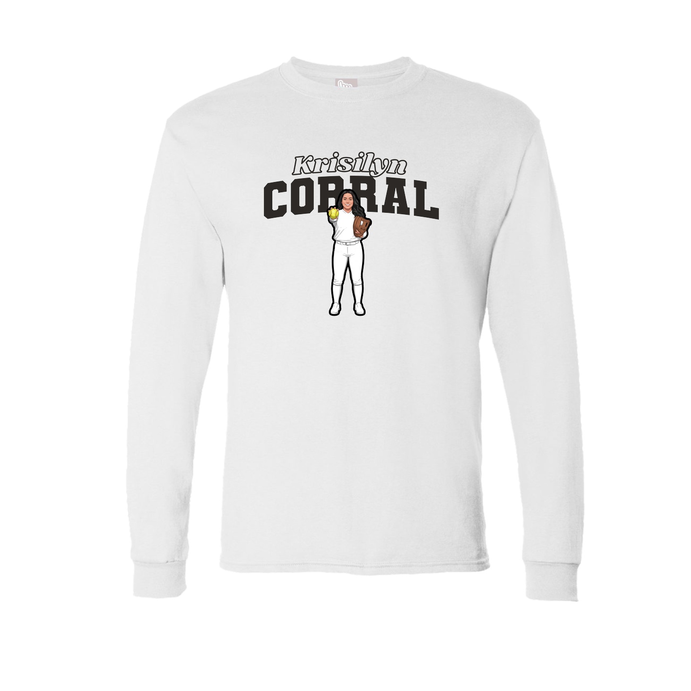 Long Sleeve Tee — Name Arch in White
