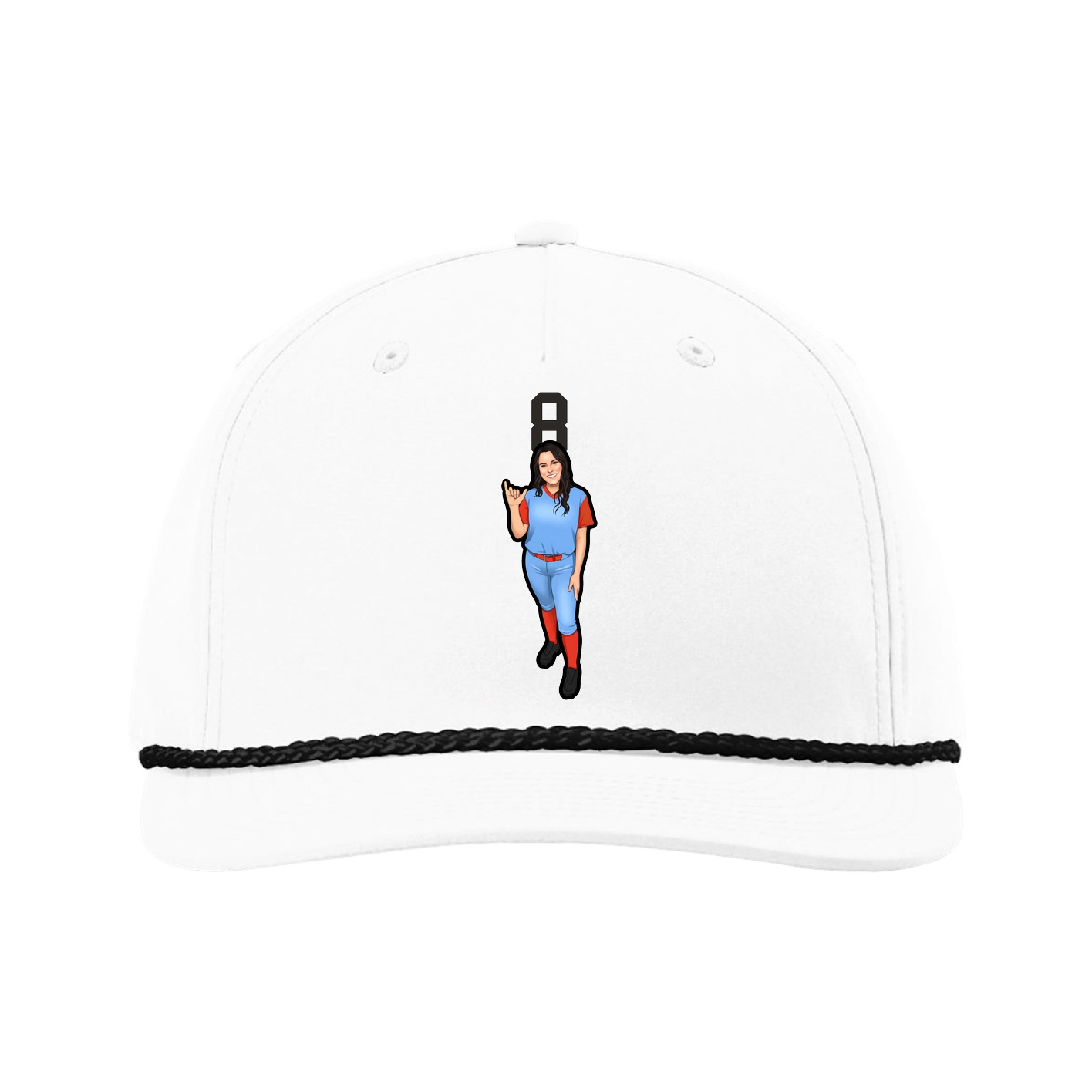 Five-Panel Classic Rope Cap — Number Top in White