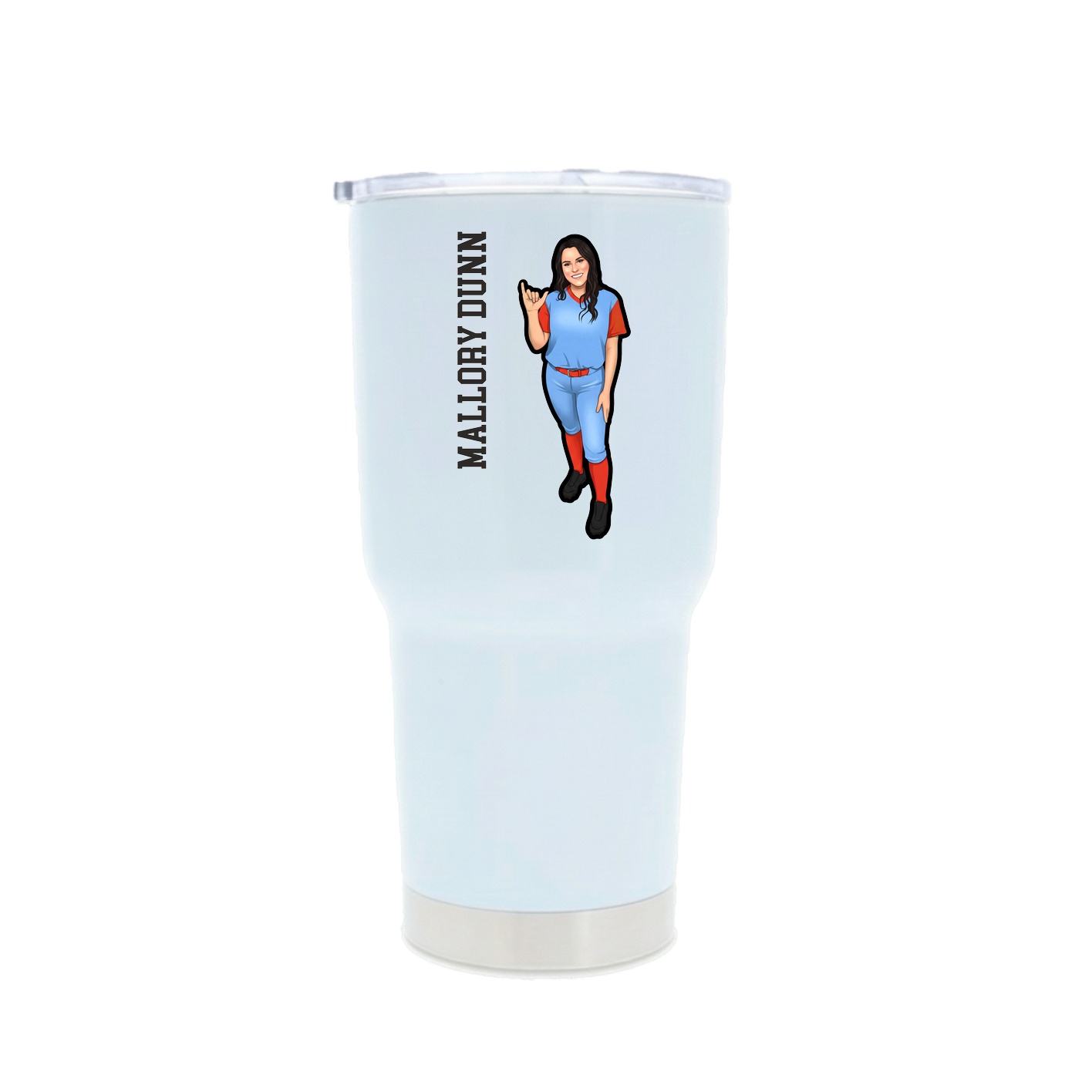 30oz Stainless Steel Tumbler — Name Vertical in White