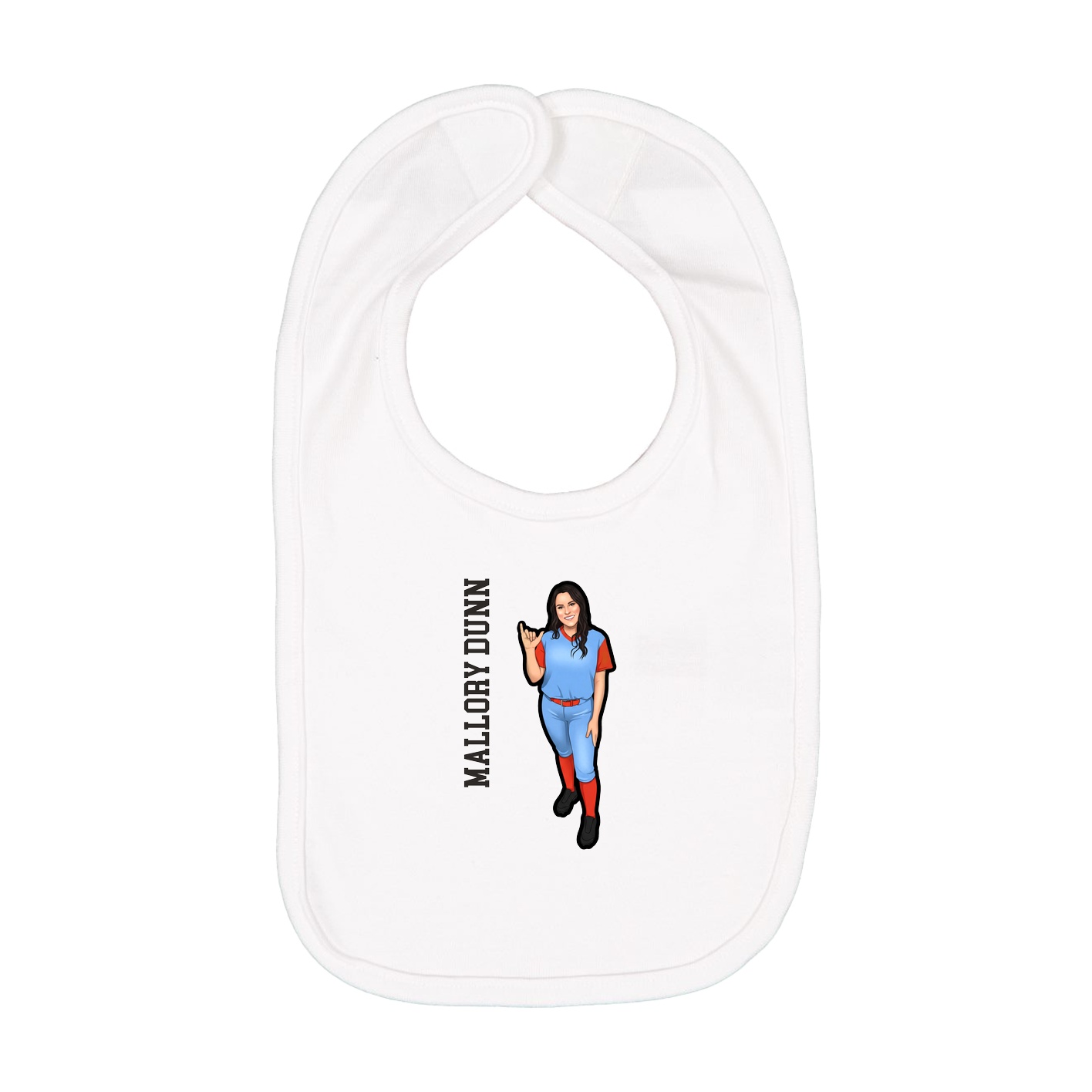 Infant Bib — Name Vertical in White
