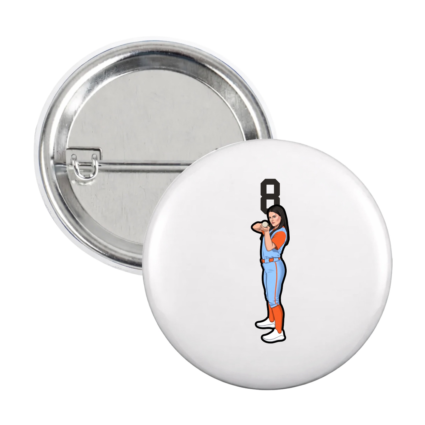 Game Day Button — Number Top in White