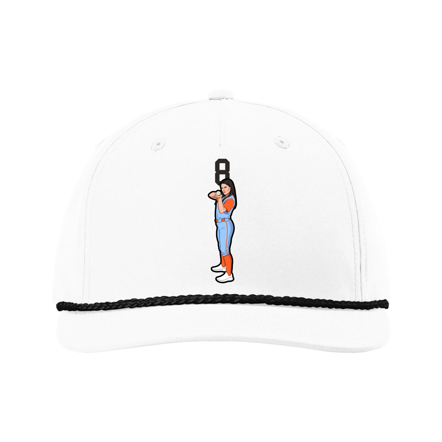 Five-Panel Classic Rope Cap — Number Top in White