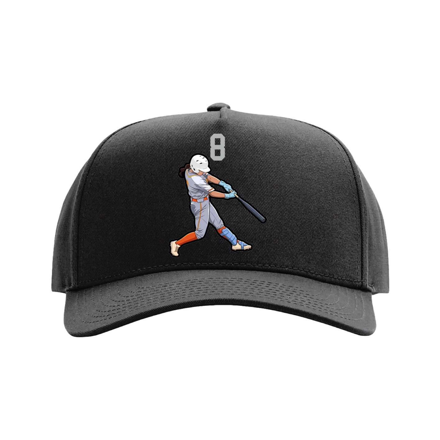 Full Fabric Five-Panel Champ Cap — Number Top in Black