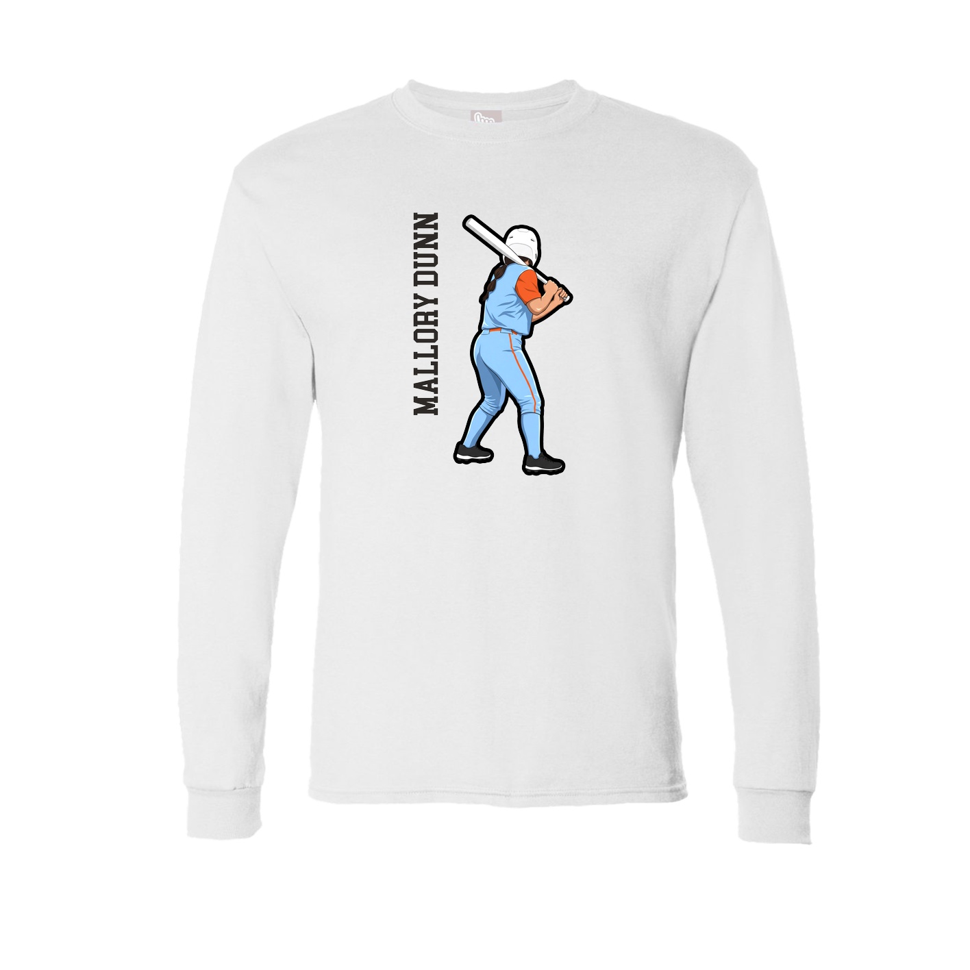 Long Sleeve Tee — Name Vertical in White