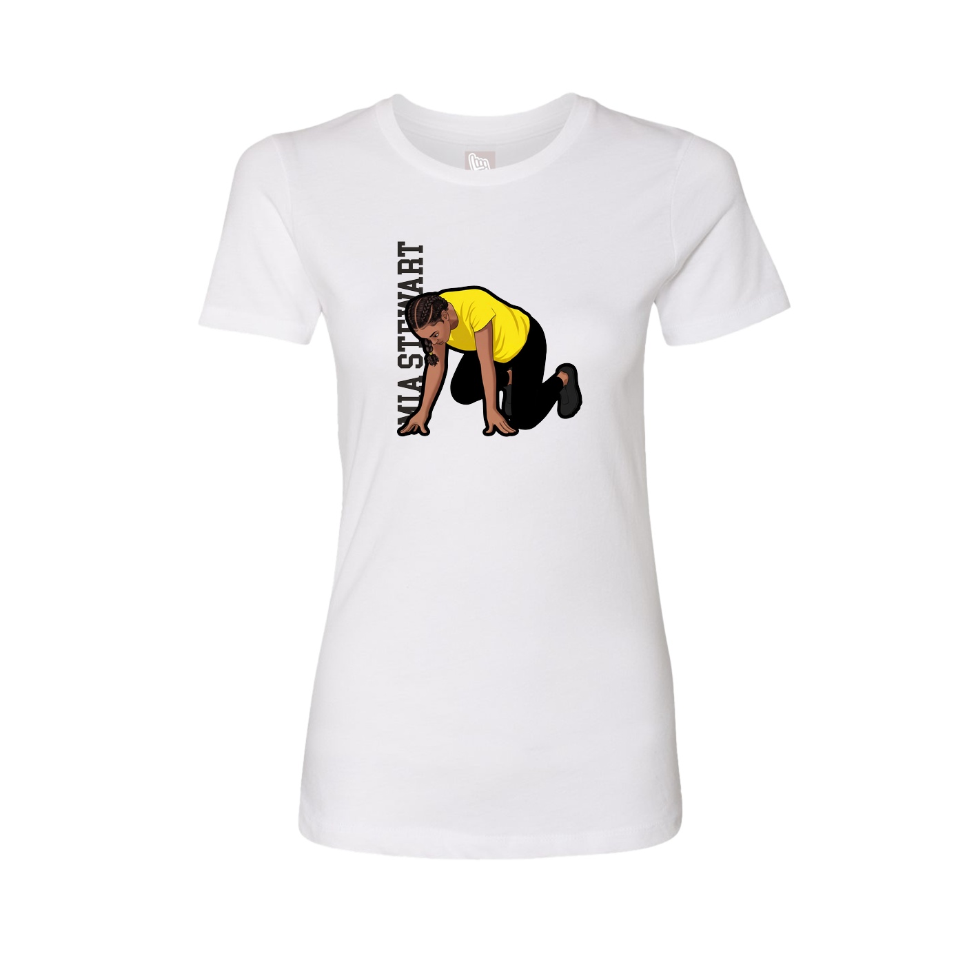 Fitted Women's Tee — Name Vertical in White