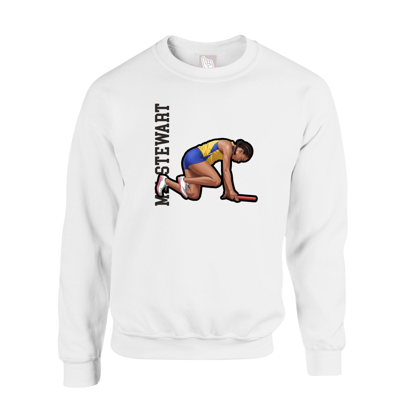 Fleece Crew — Name Vertical in White