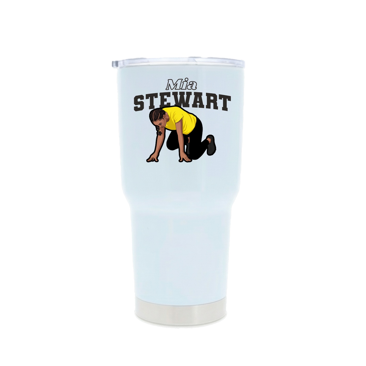 30oz Stainless Steel Tumbler — Name Arch in White