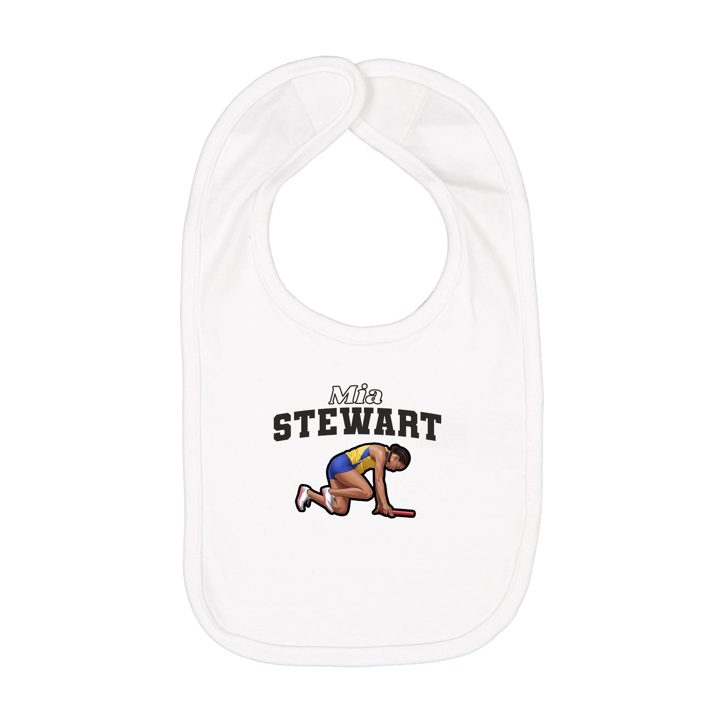 Infant Bib — Name Arch in White
