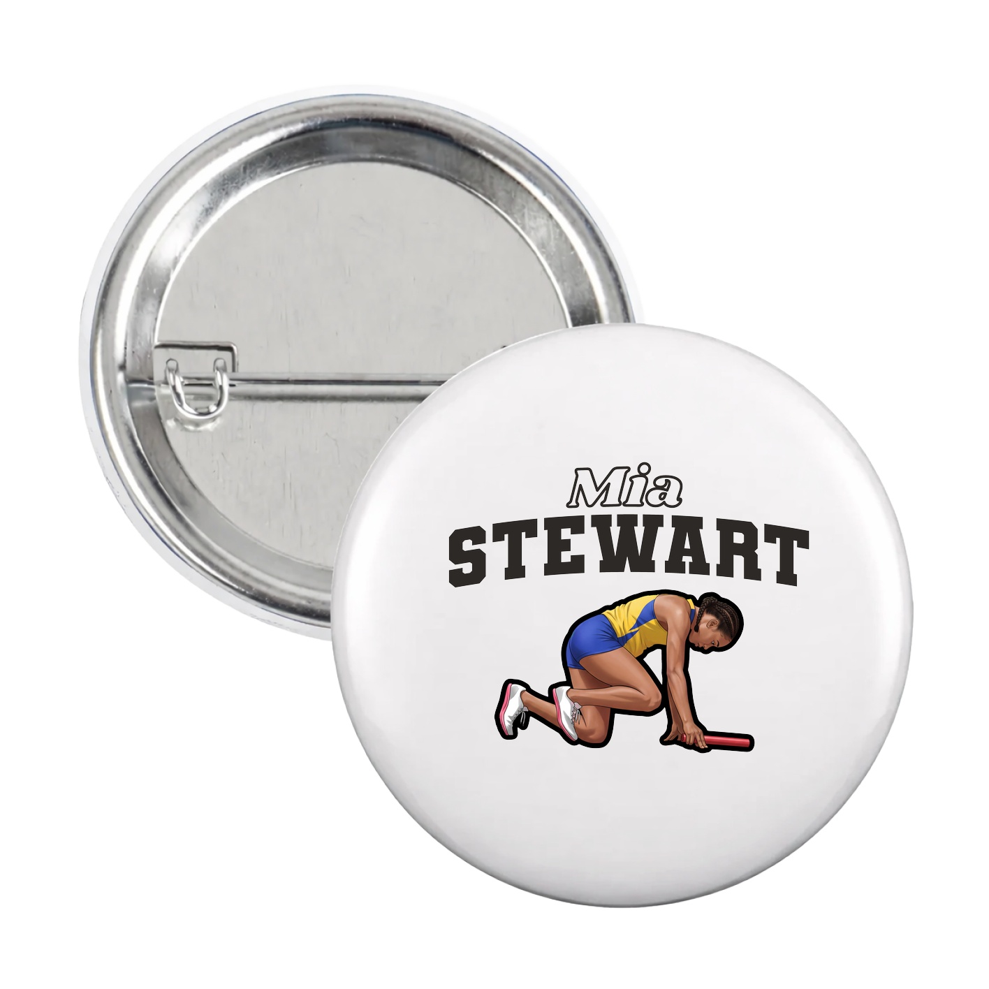 Game Day Button — Name Arch in White