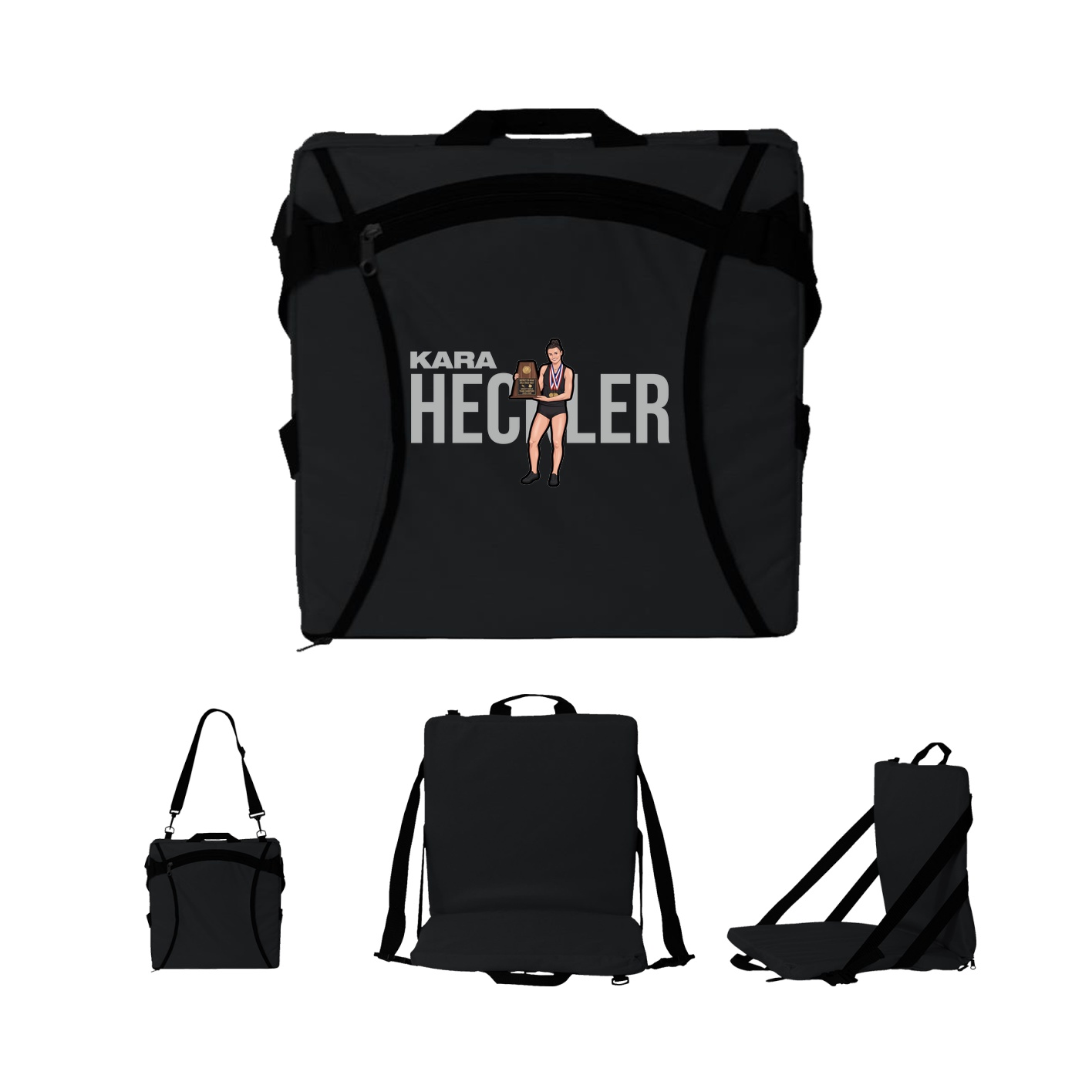 Folding Stadium Seat — Player Name in Black