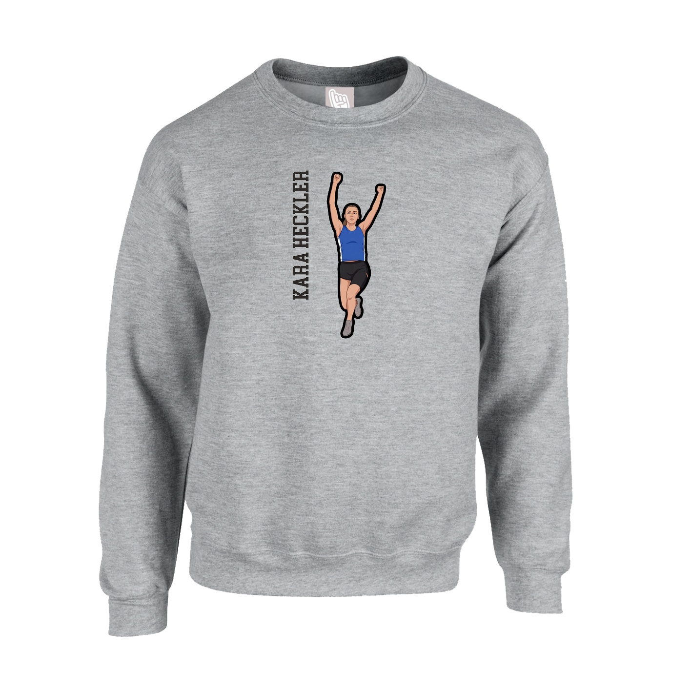 Fleece Crew — Name Vertical in Grey