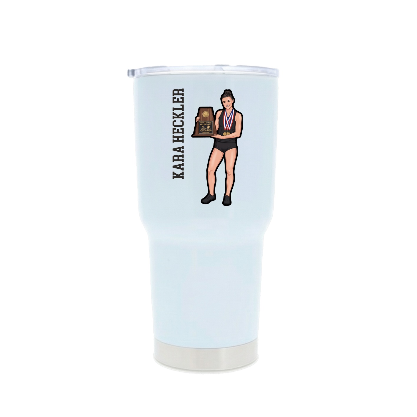 30oz Stainless Steel Tumbler — Name Vertical in White