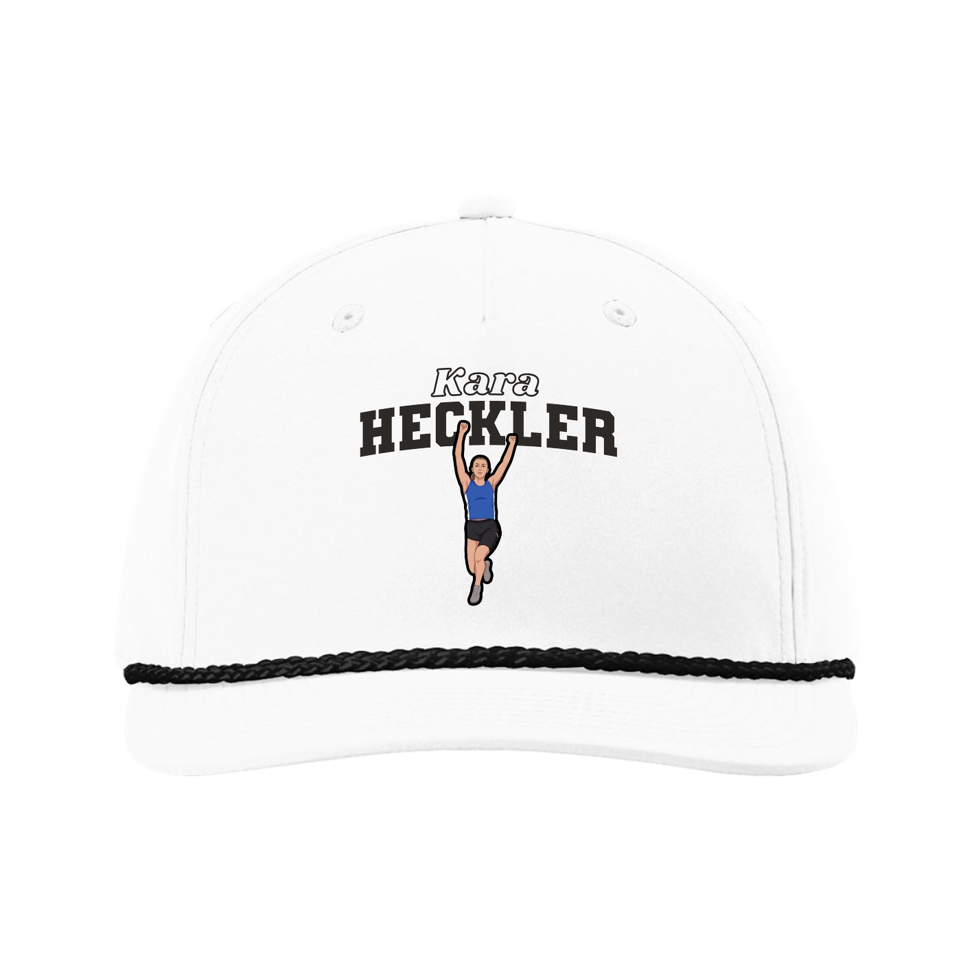 Five-Panel Classic Rope Cap — Name Arch in White