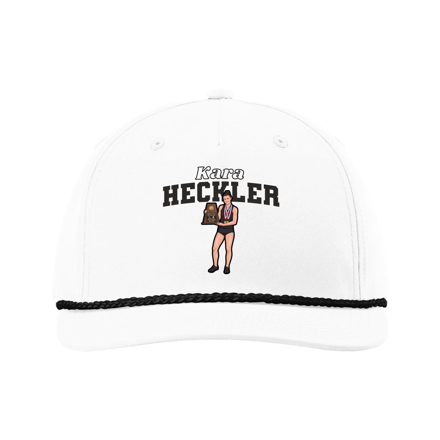 Five-Panel Classic Rope Cap — Name Arch in White