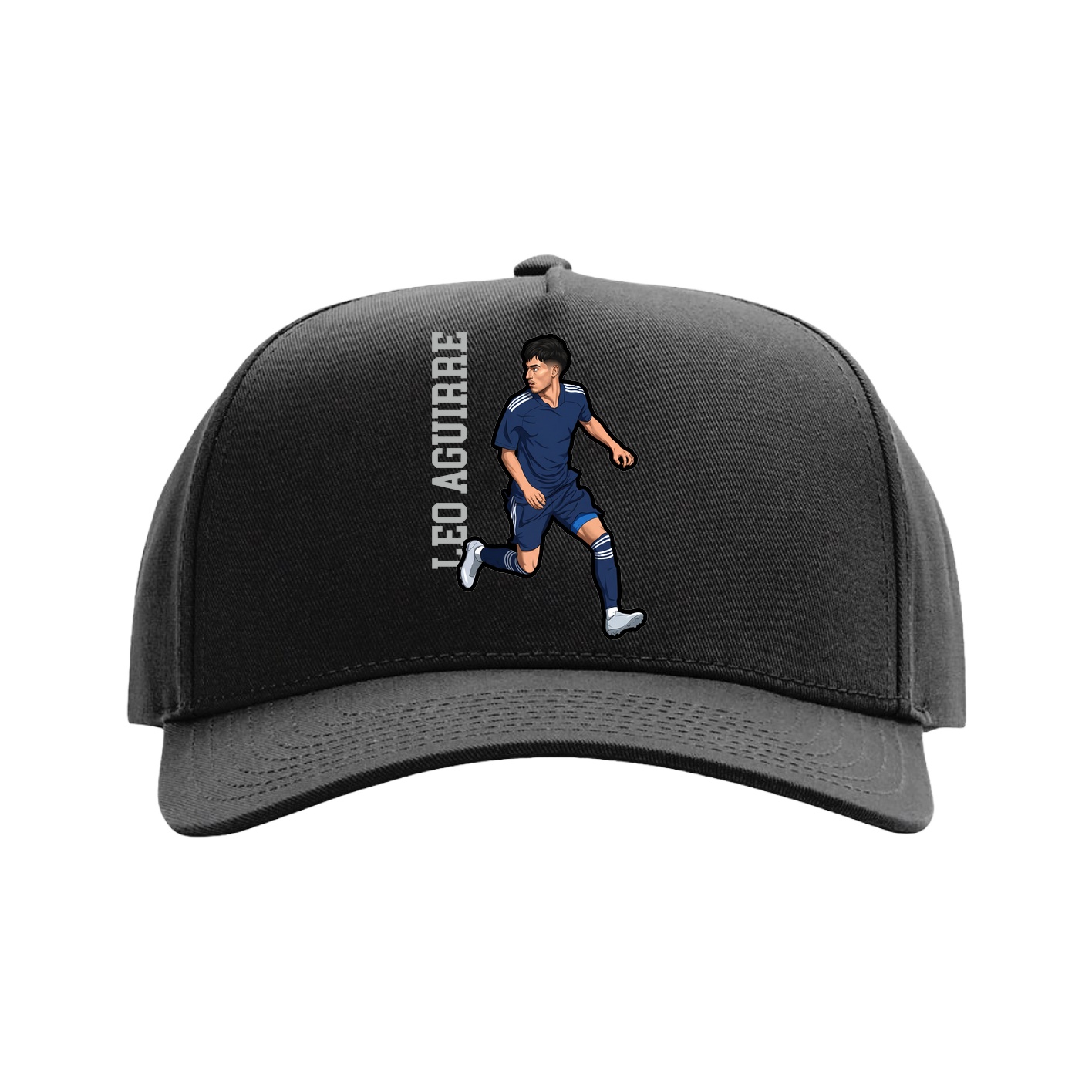 Full Fabric Five-Panel Champ Cap — Name Vertical in Black