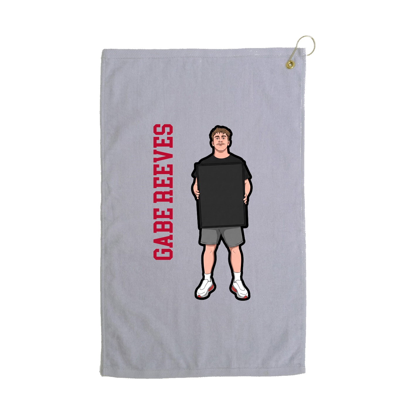 Golf Towel — Name Vertical in Grey