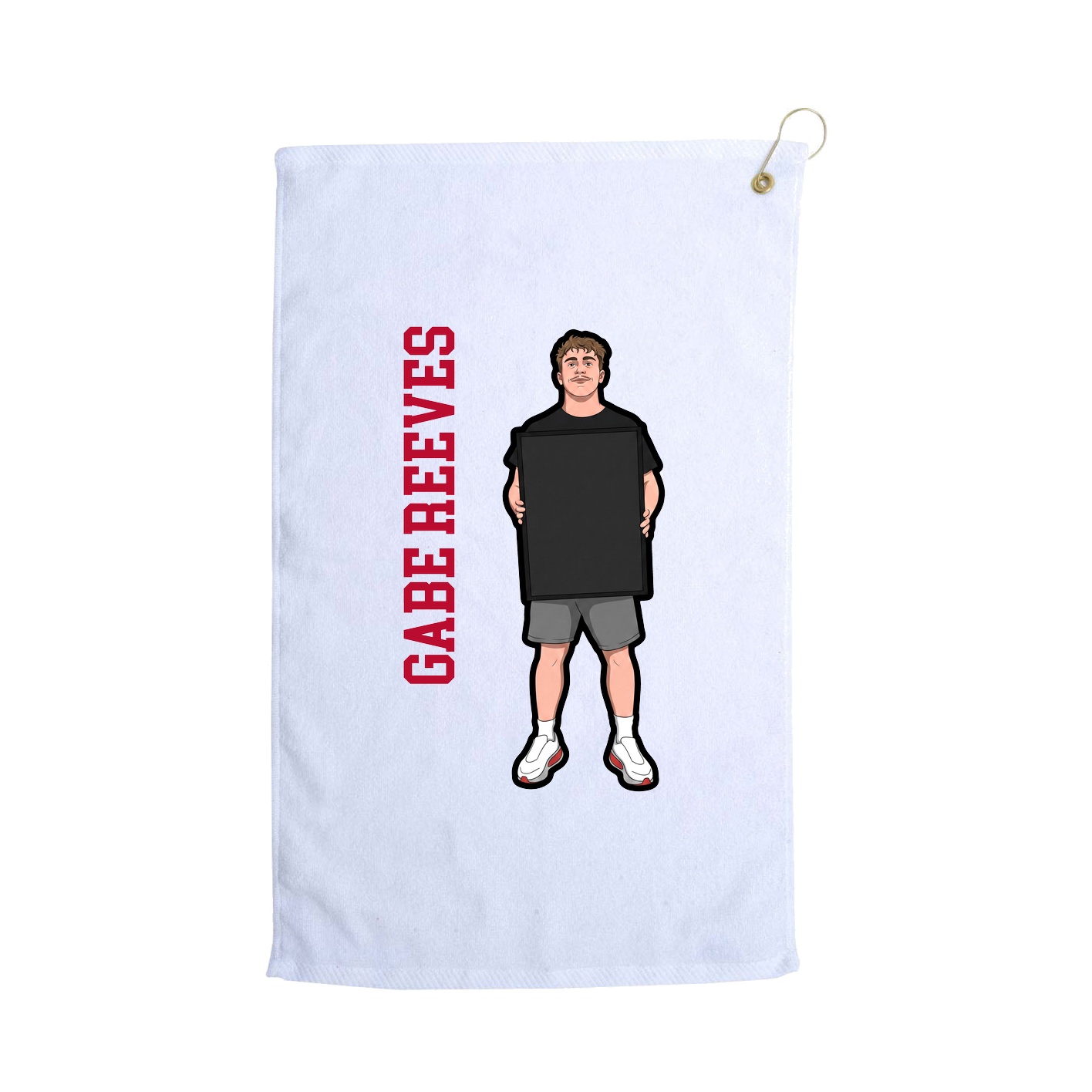 Golf Towel — Name Vertical in White