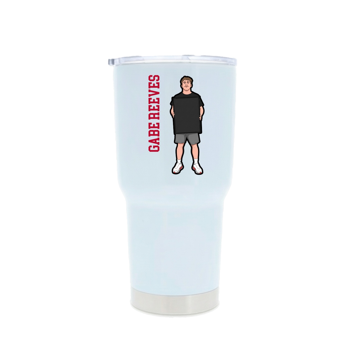 30oz Stainless Steel Tumbler — Name Vertical in White
