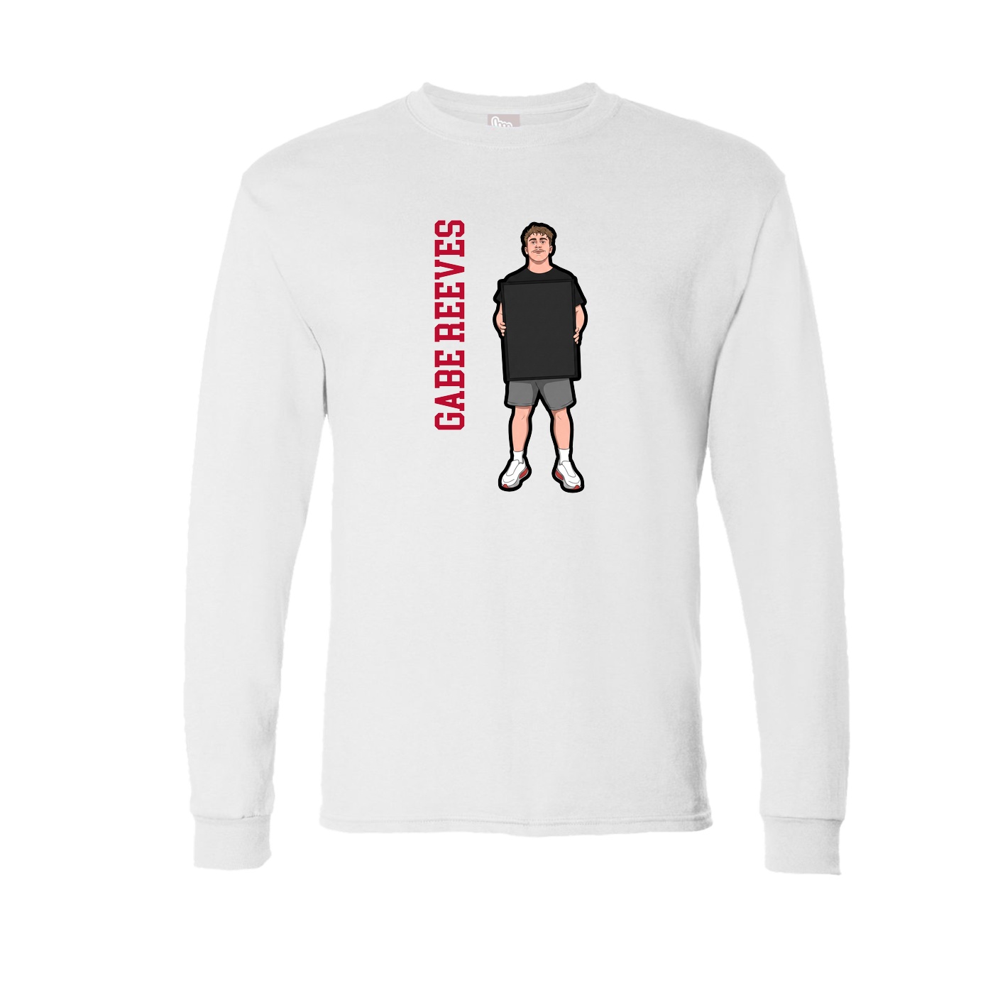 Long Sleeve Tee — Name Vertical in White