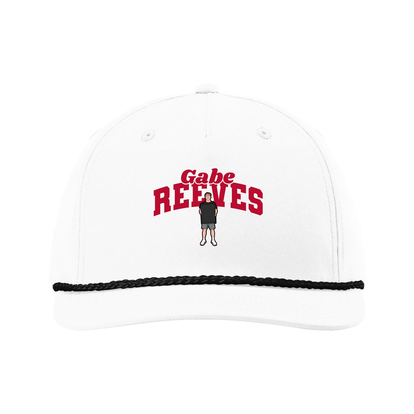 Five-Panel Classic Rope Cap — Signature Arch in White