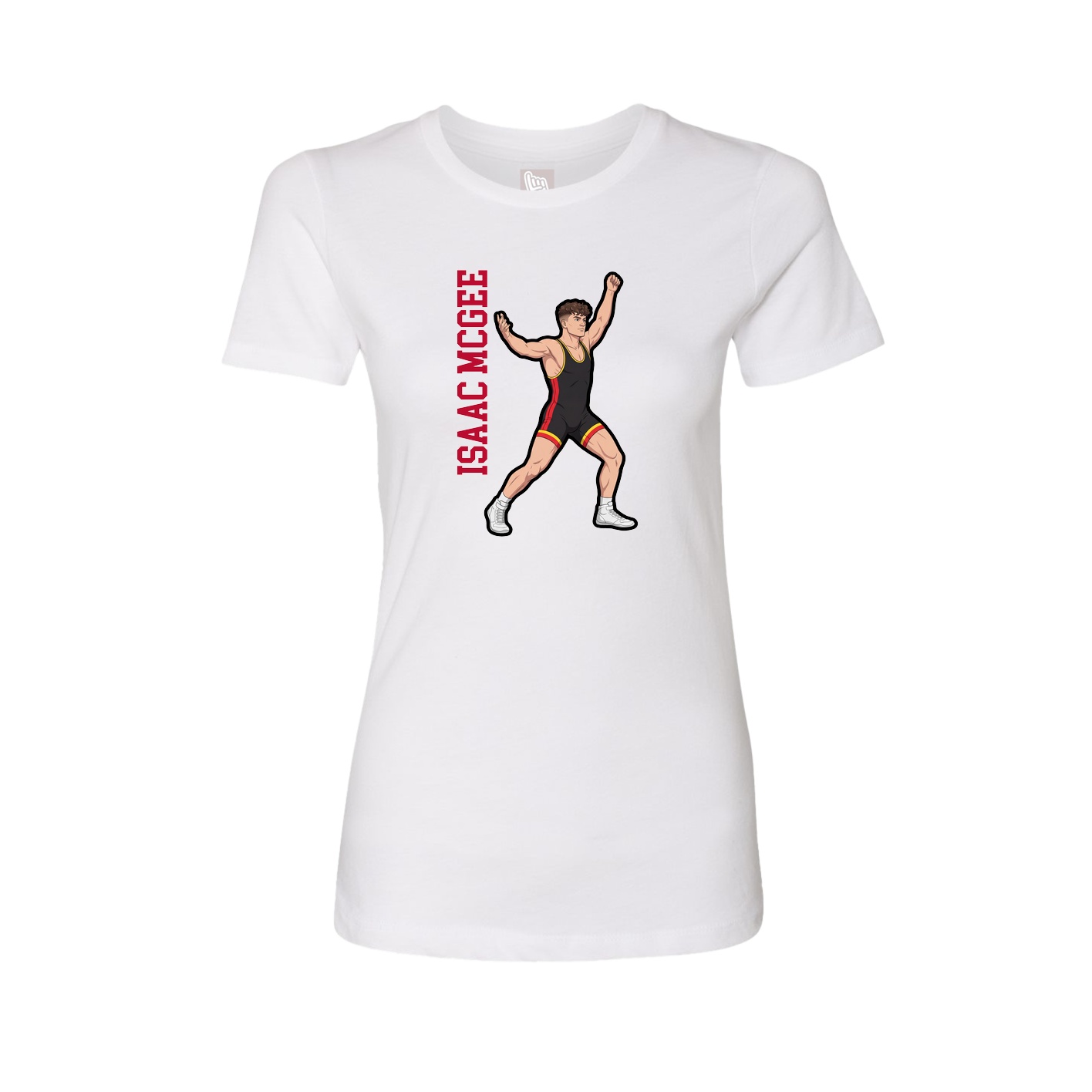 Fitted Women's Tee — Name Vertical in White