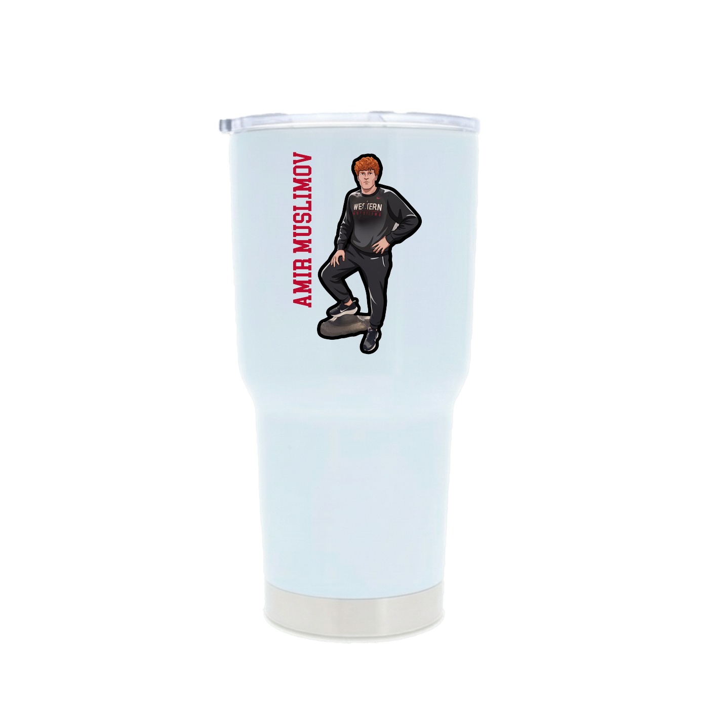 30oz Stainless Steel Tumbler — Name Vertical in White