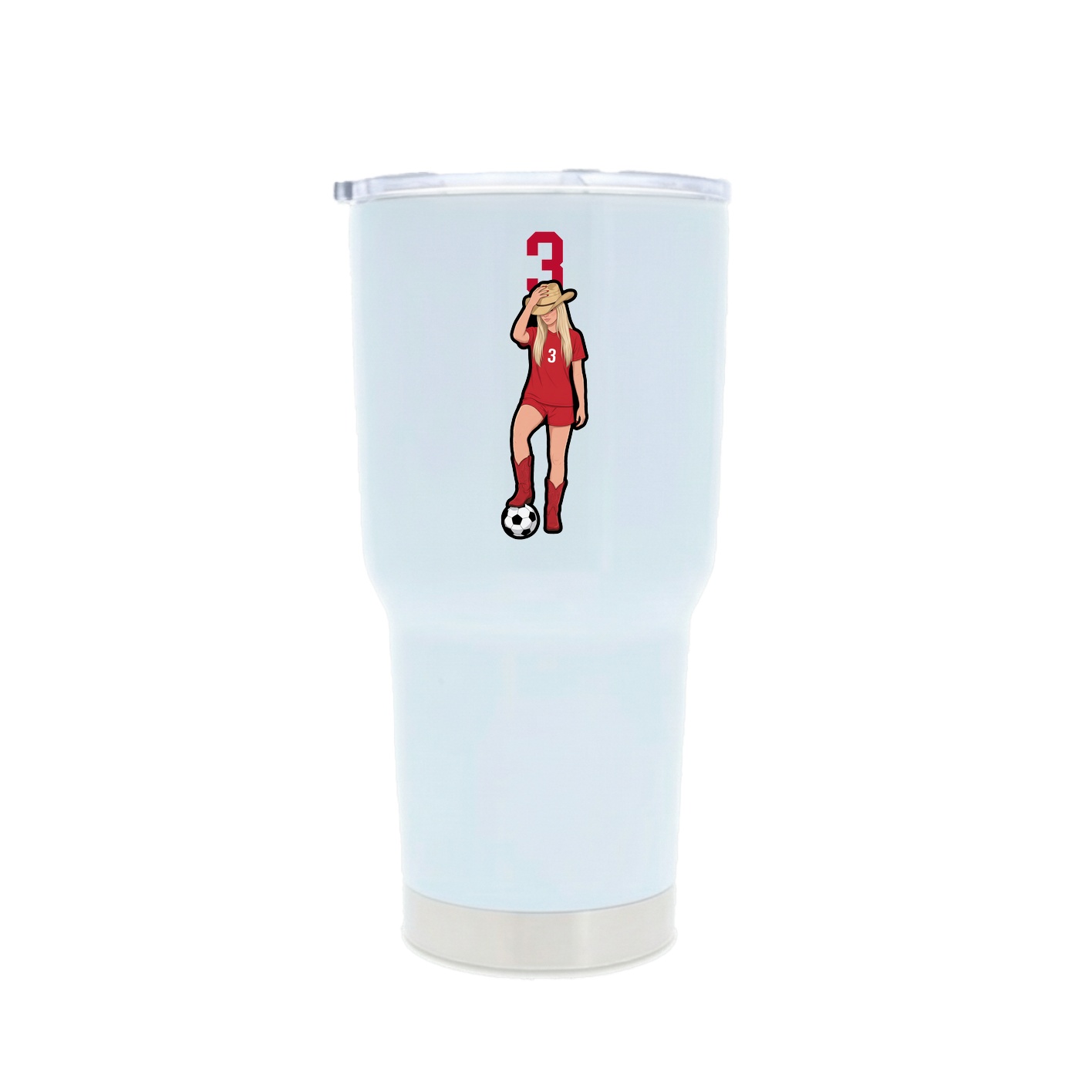30oz Stainless Steel Tumbler — Number Top in White